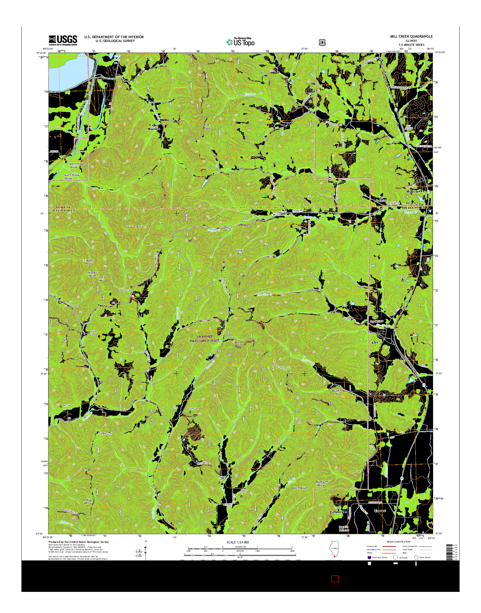 USGS US TOPO 7.5-MINUTE MAP FOR MILL CREEK, IL 2015