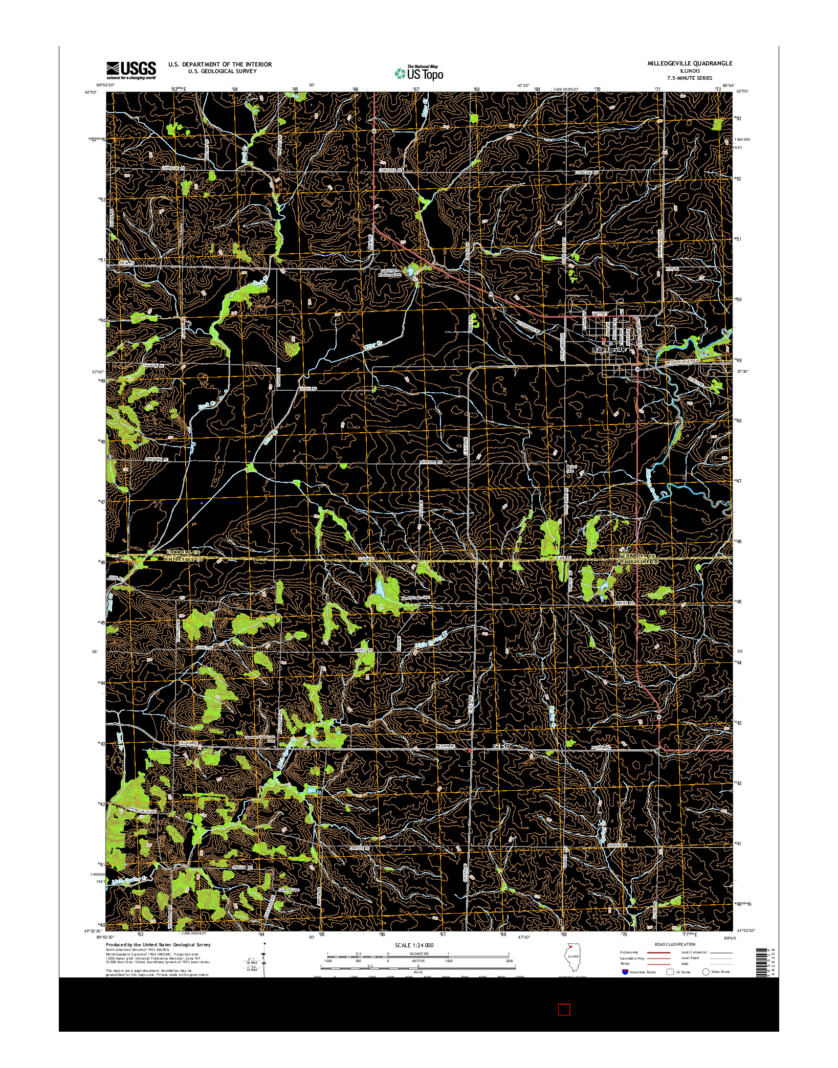 USGS US TOPO 7.5-MINUTE MAP FOR MILLEDGEVILLE, IL 2015