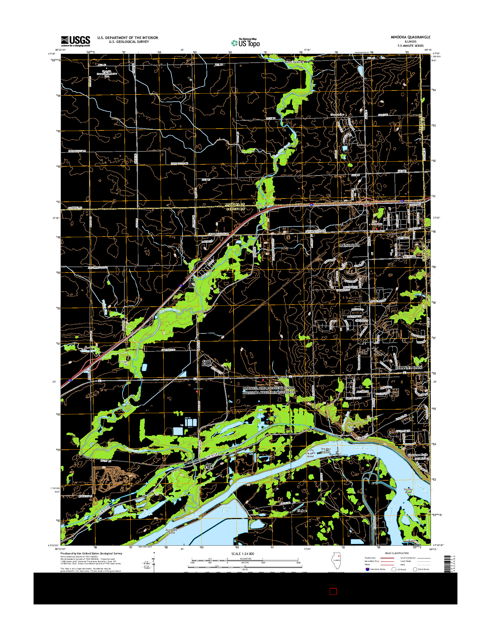 USGS US TOPO 7.5-MINUTE MAP FOR MINOOKA, IL 2015