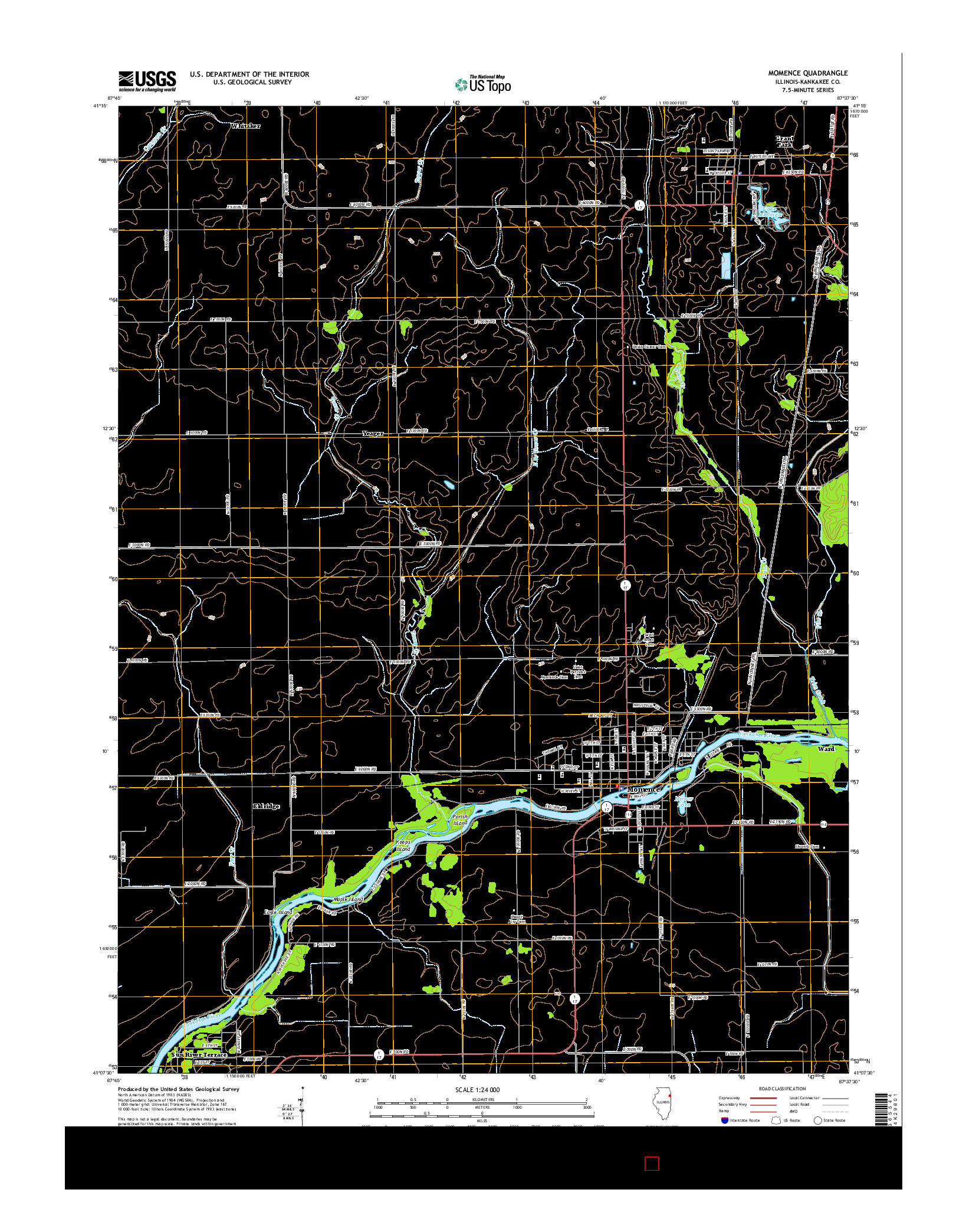USGS US TOPO 7.5-MINUTE MAP FOR MOMENCE, IL 2015