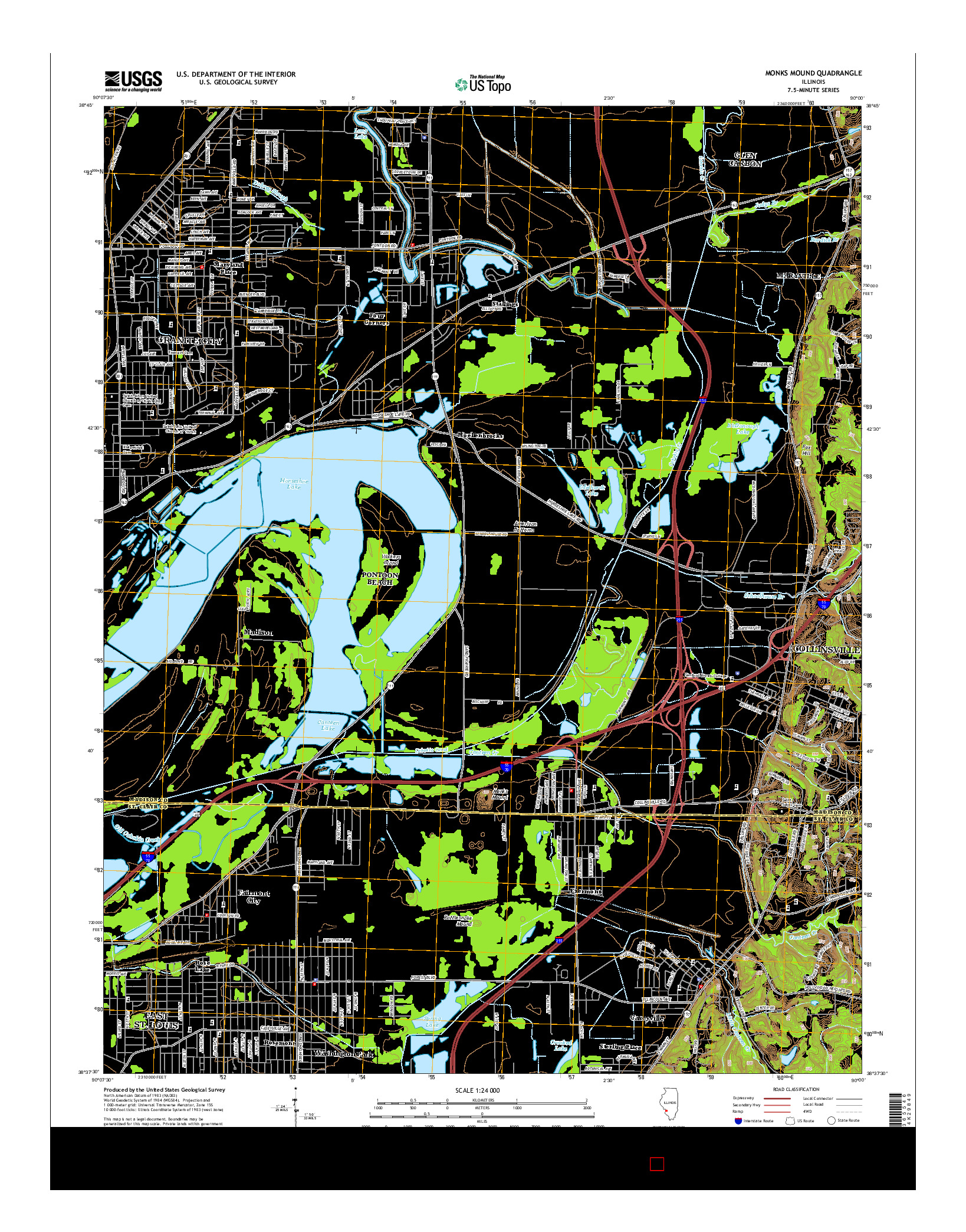 USGS US TOPO 7.5-MINUTE MAP FOR MONKS MOUND, IL 2015