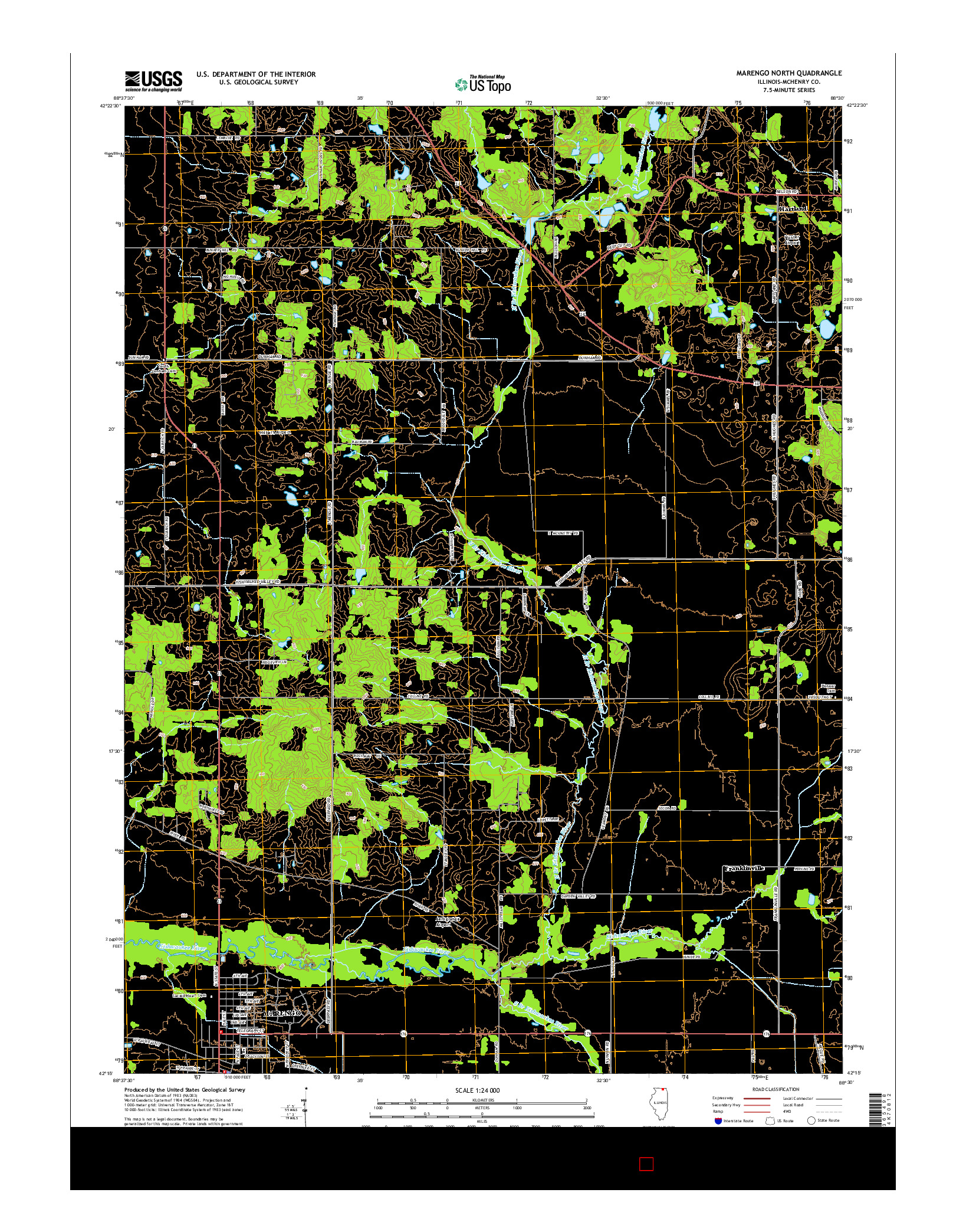 USGS US TOPO 7.5-MINUTE MAP FOR MARENGO NORTH, IL 2015