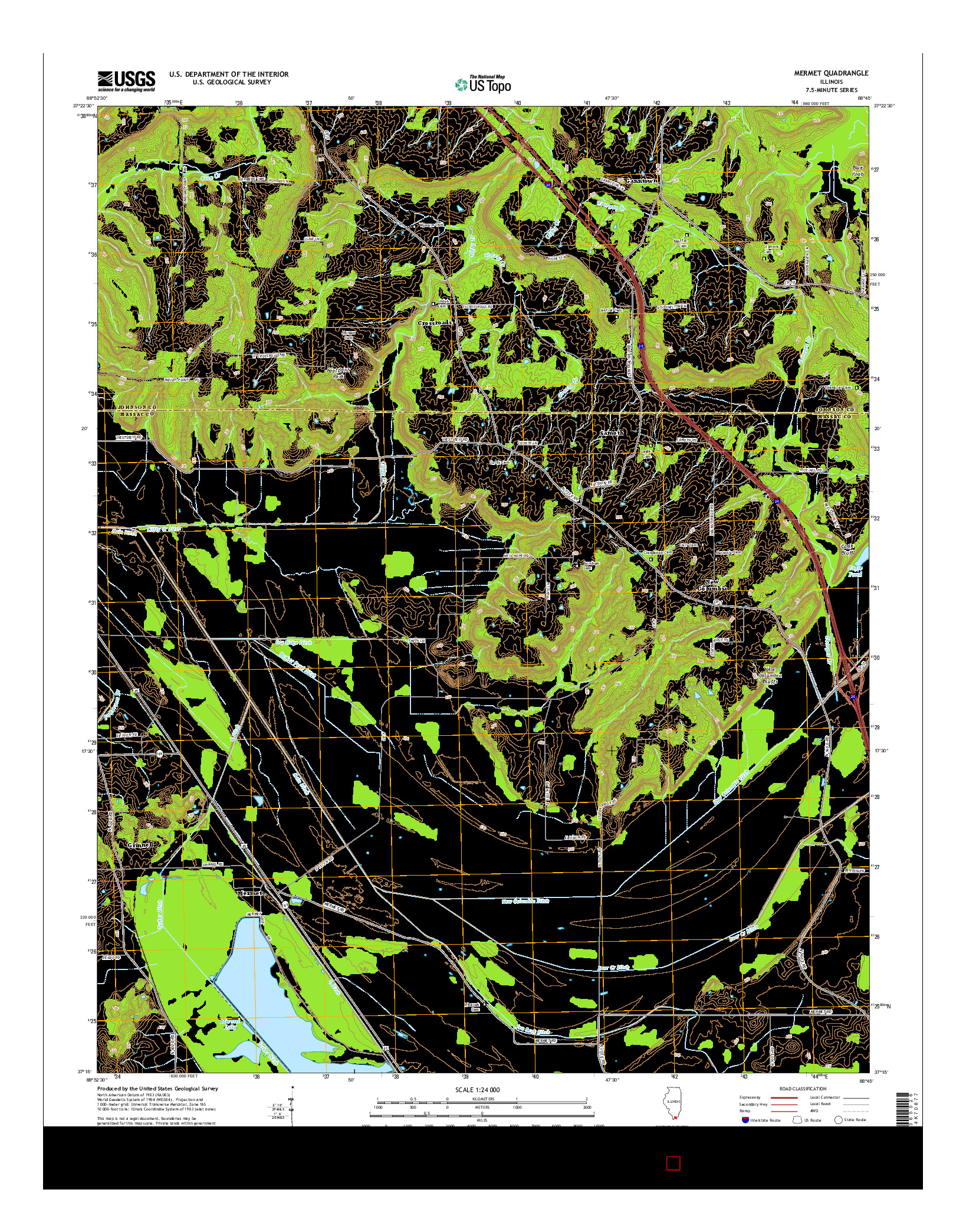 USGS US TOPO 7.5-MINUTE MAP FOR MERMET, IL 2015