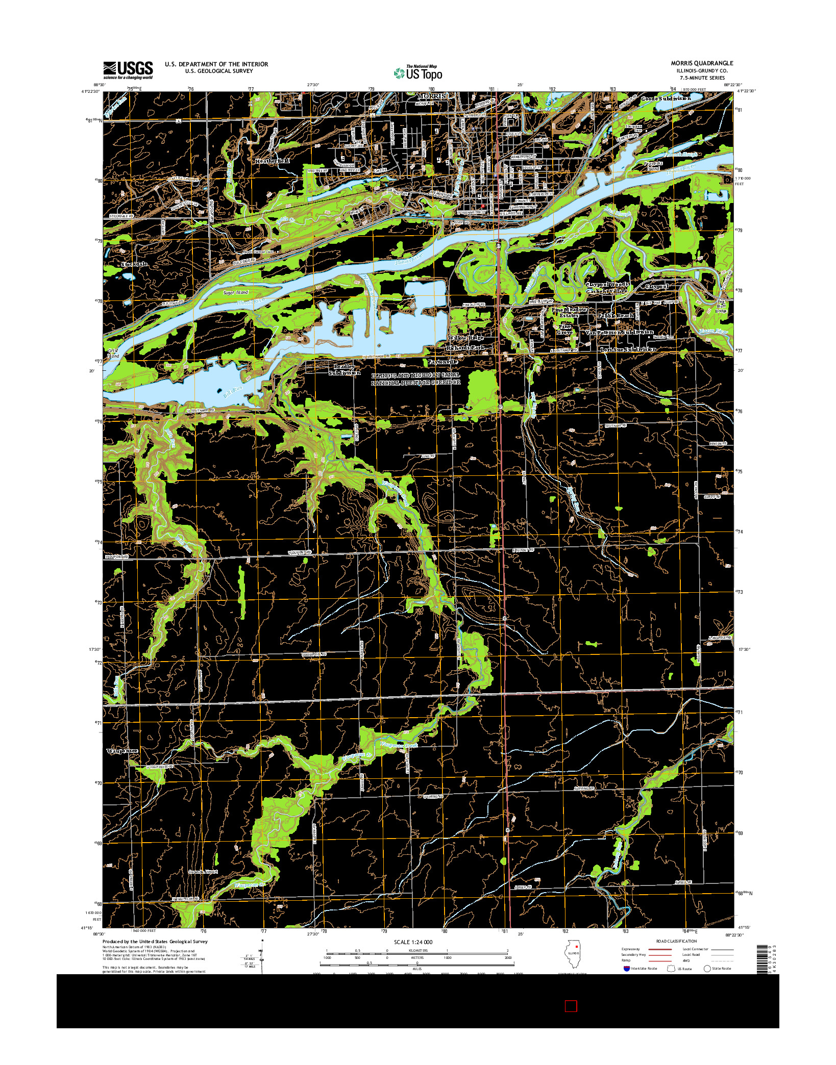 USGS US TOPO 7.5-MINUTE MAP FOR MORRIS, IL 2015