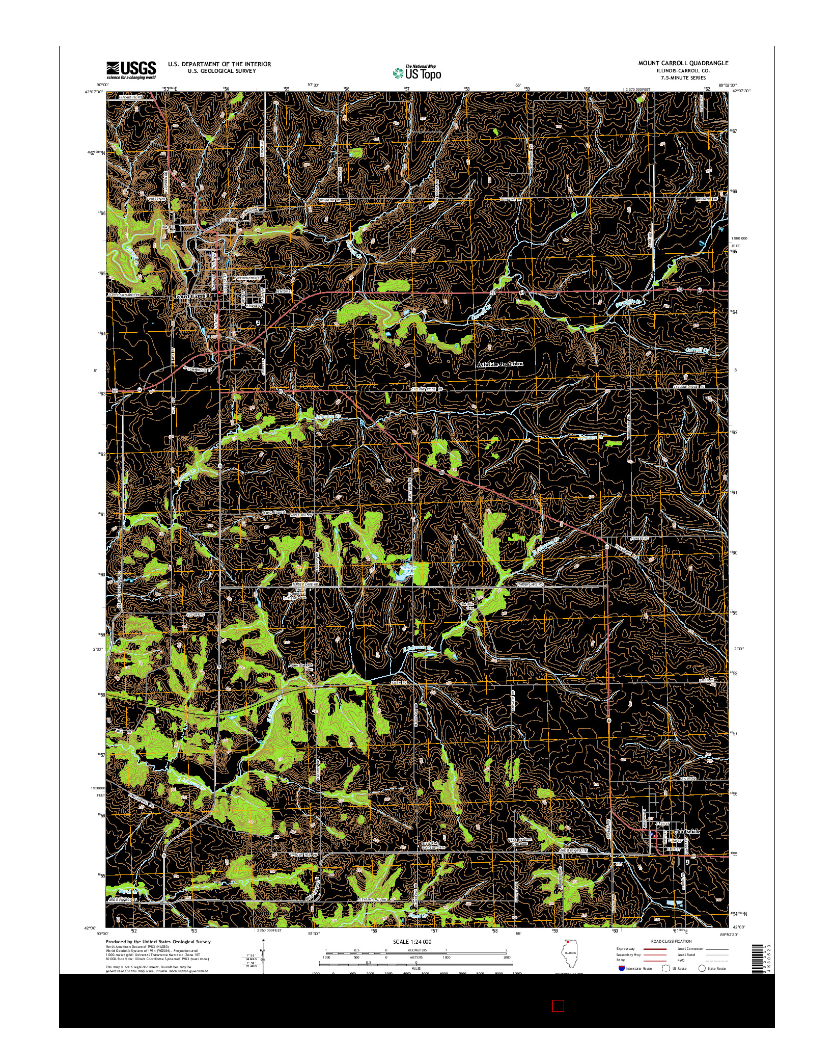 USGS US TOPO 7.5-MINUTE MAP FOR MOUNT CARROLL, IL 2015