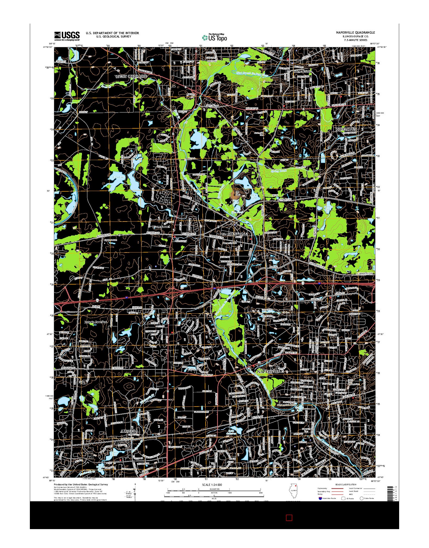 USGS US TOPO 7.5-MINUTE MAP FOR NAPERVILLE, IL 2015