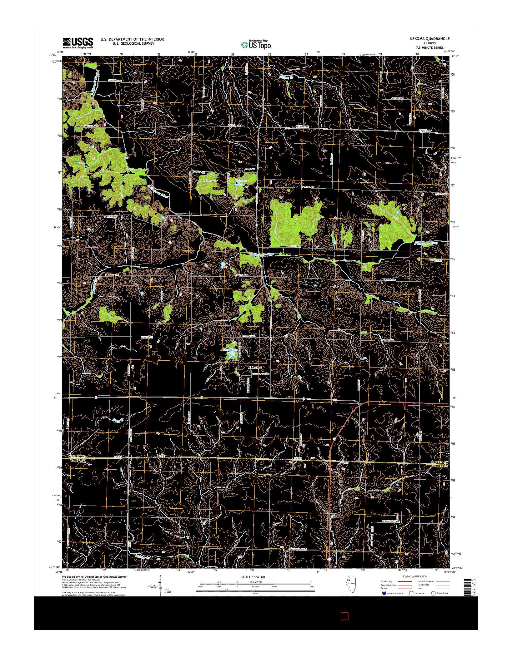 USGS US TOPO 7.5-MINUTE MAP FOR NEKOMA, IL 2015