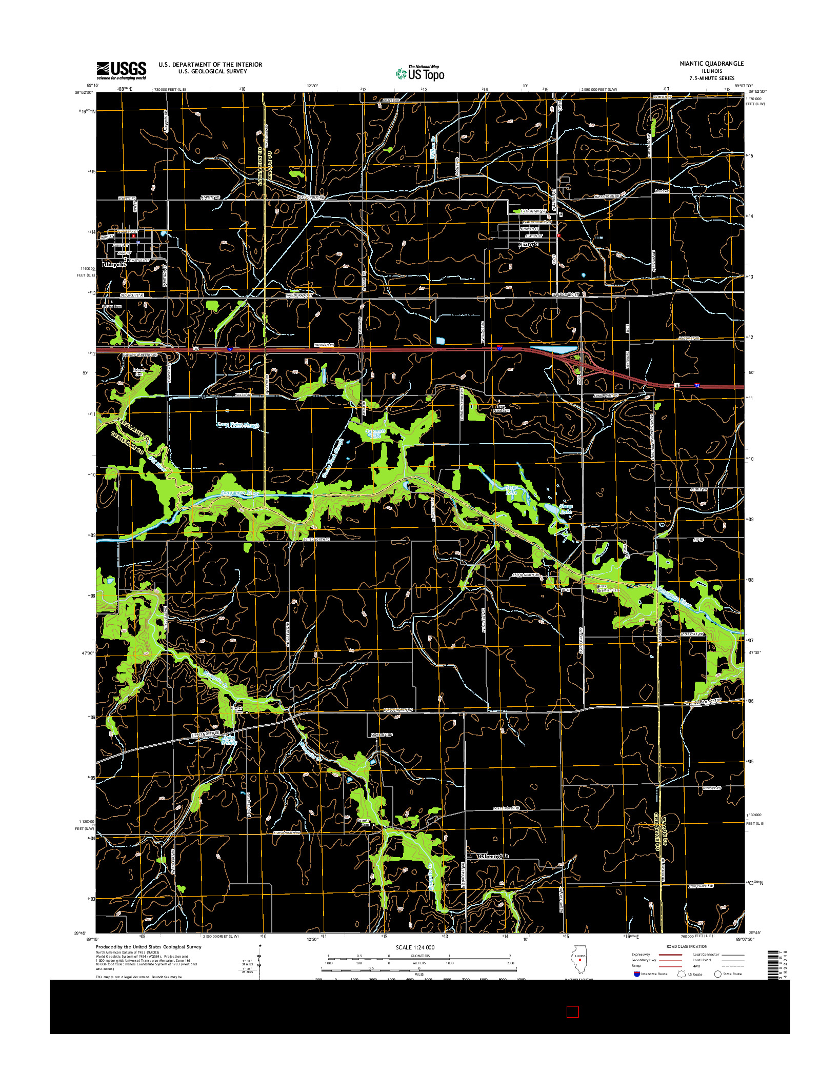USGS US TOPO 7.5-MINUTE MAP FOR NIANTIC, IL 2015