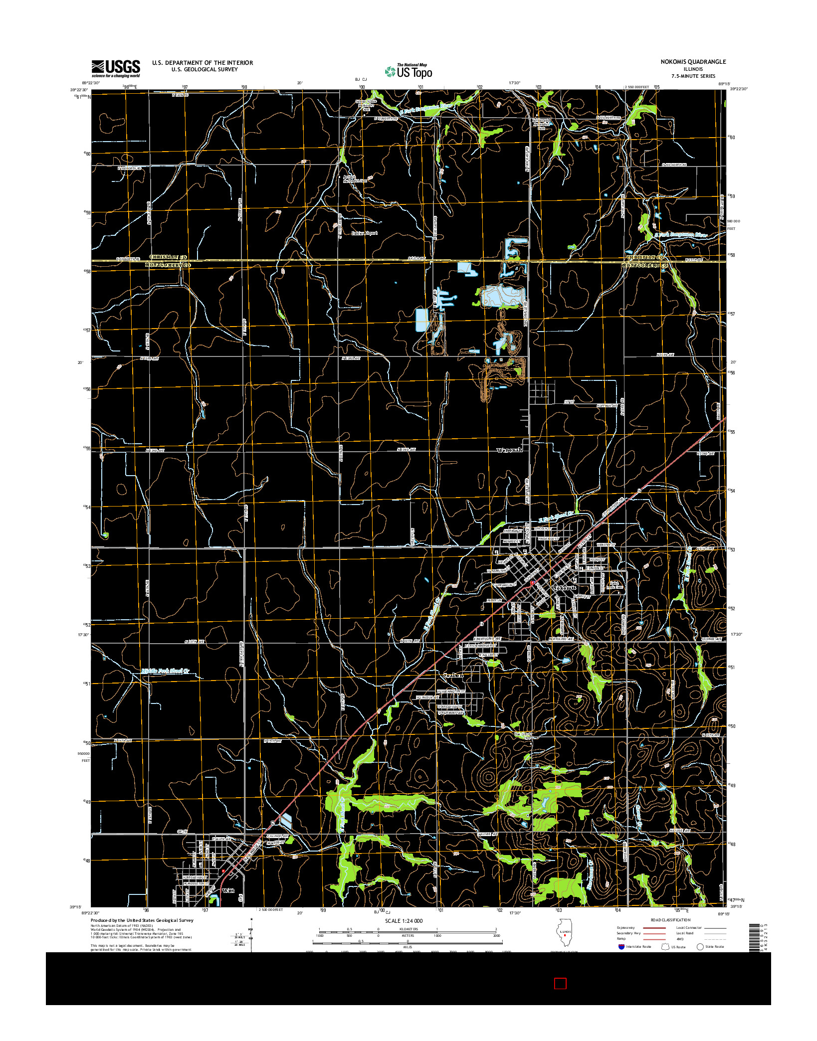 USGS US TOPO 7.5-MINUTE MAP FOR NOKOMIS, IL 2015