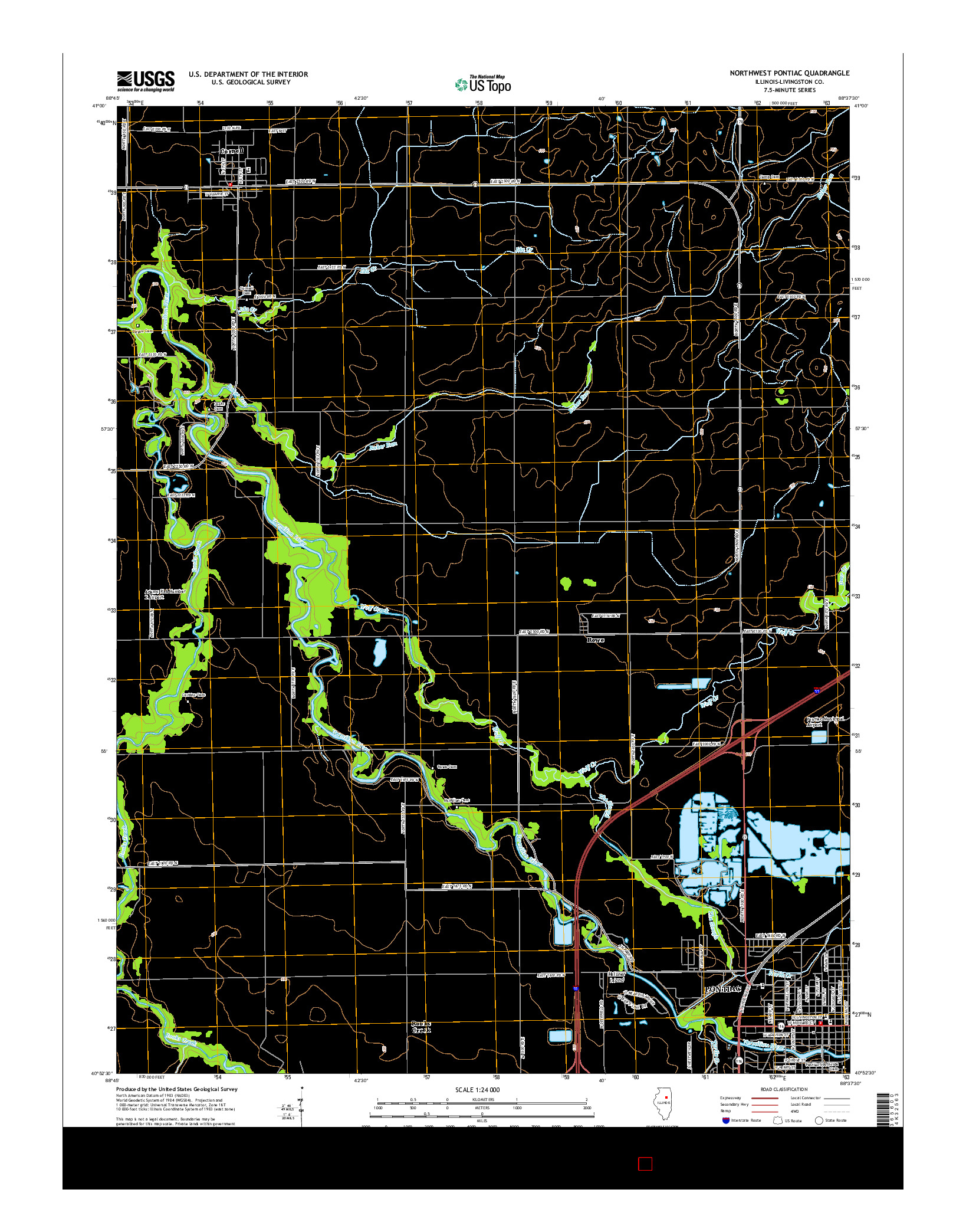USGS US TOPO 7.5-MINUTE MAP FOR NORTHWEST PONTIAC, IL 2015