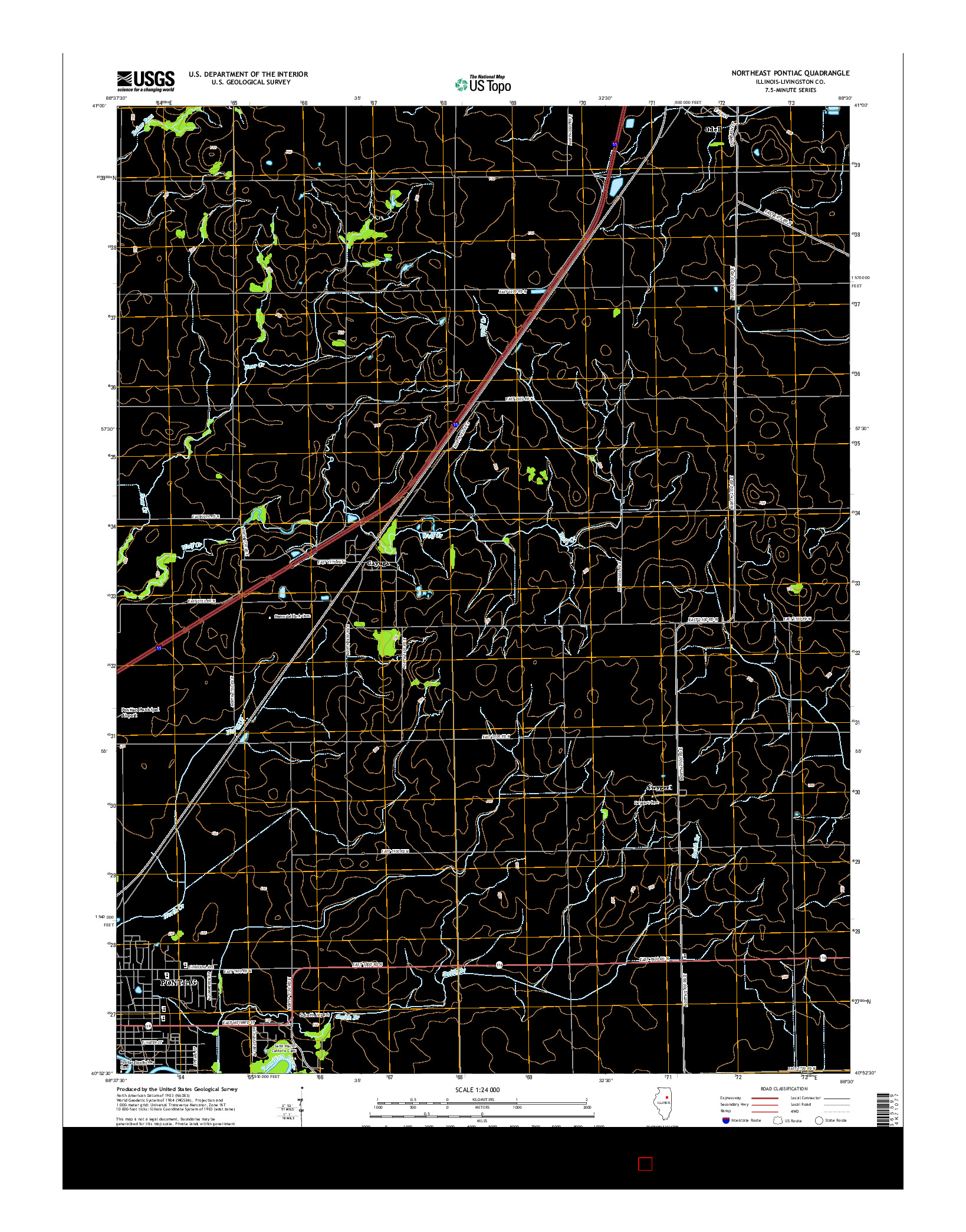 USGS US TOPO 7.5-MINUTE MAP FOR NORTHEAST PONTIAC, IL 2015