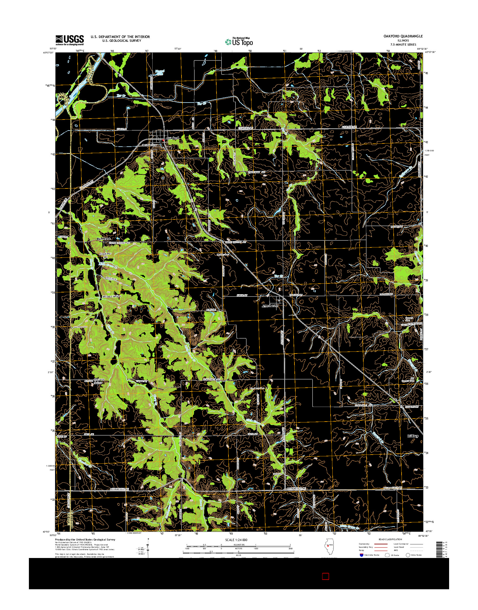 USGS US TOPO 7.5-MINUTE MAP FOR OAKFORD, IL 2015
