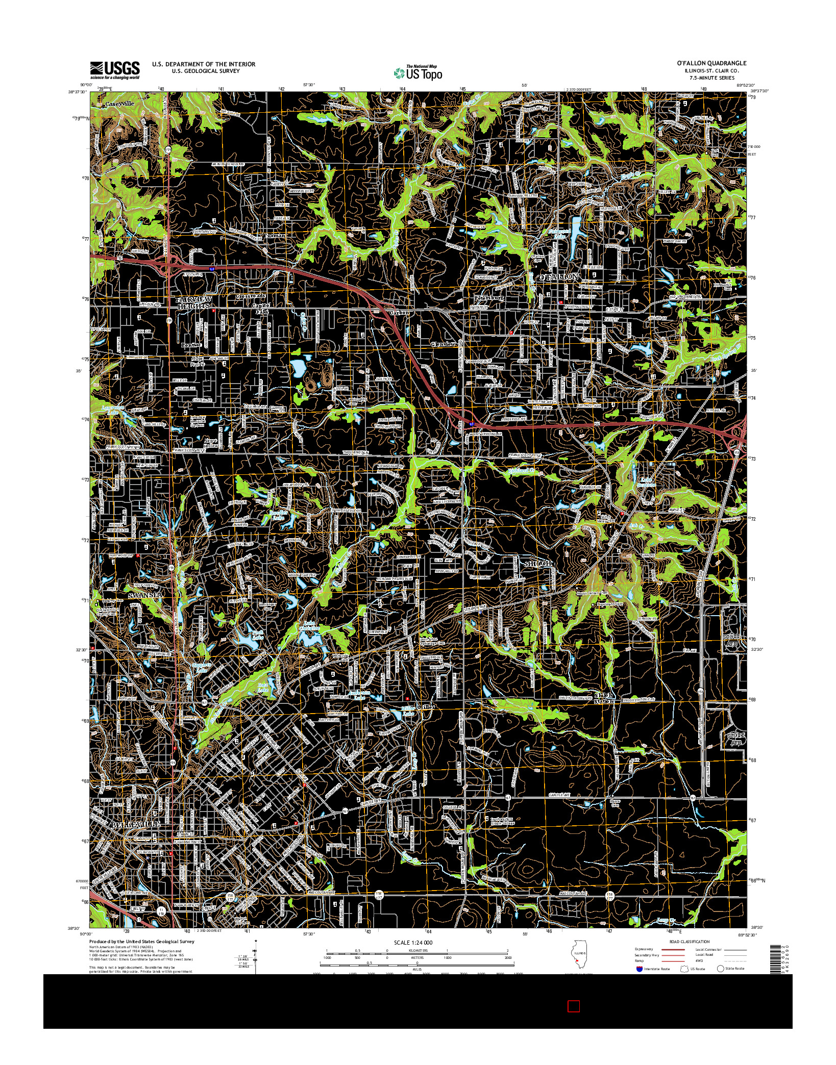 USGS US TOPO 7.5-MINUTE MAP FOR O'FALLON, IL 2015