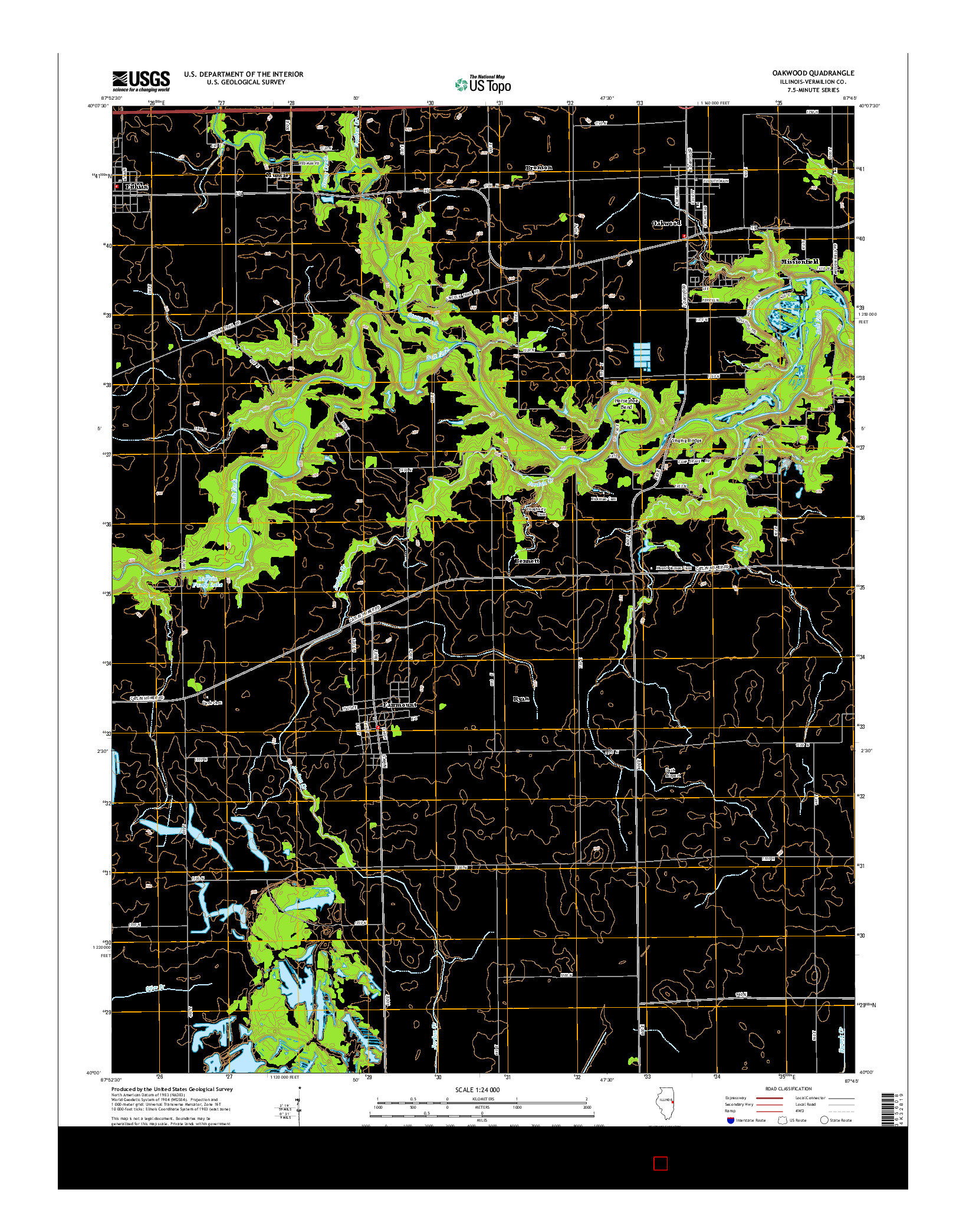 USGS US TOPO 7.5-MINUTE MAP FOR OAKWOOD, IL 2015