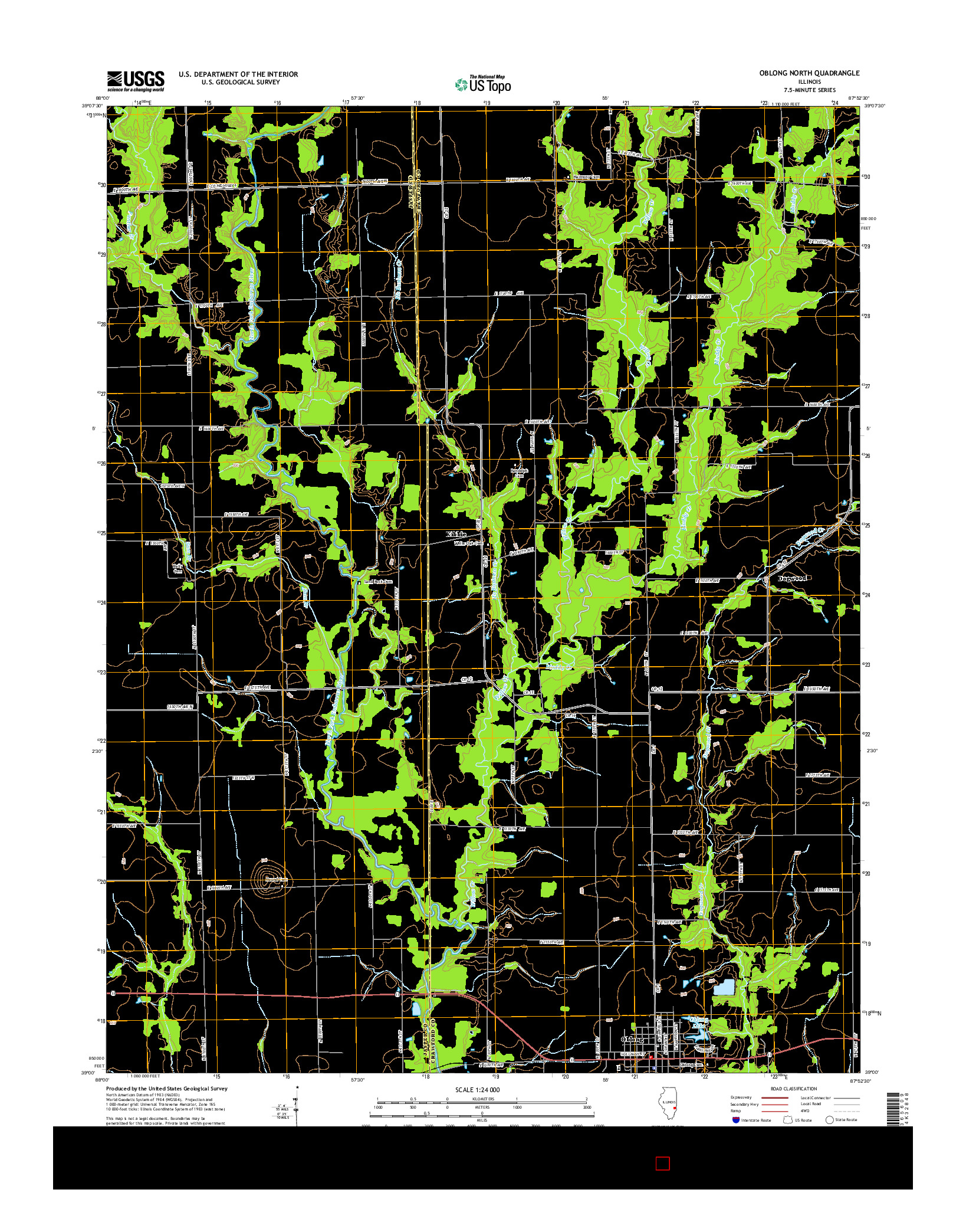USGS US TOPO 7.5-MINUTE MAP FOR OBLONG NORTH, IL 2015
