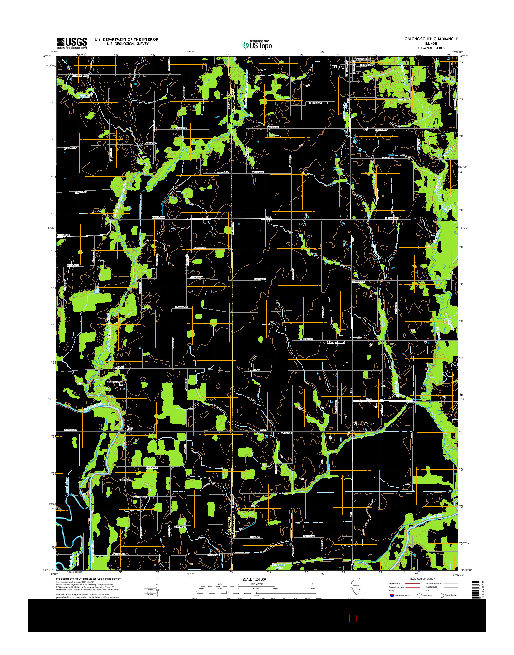 USGS US TOPO 7.5-MINUTE MAP FOR OBLONG SOUTH, IL 2015