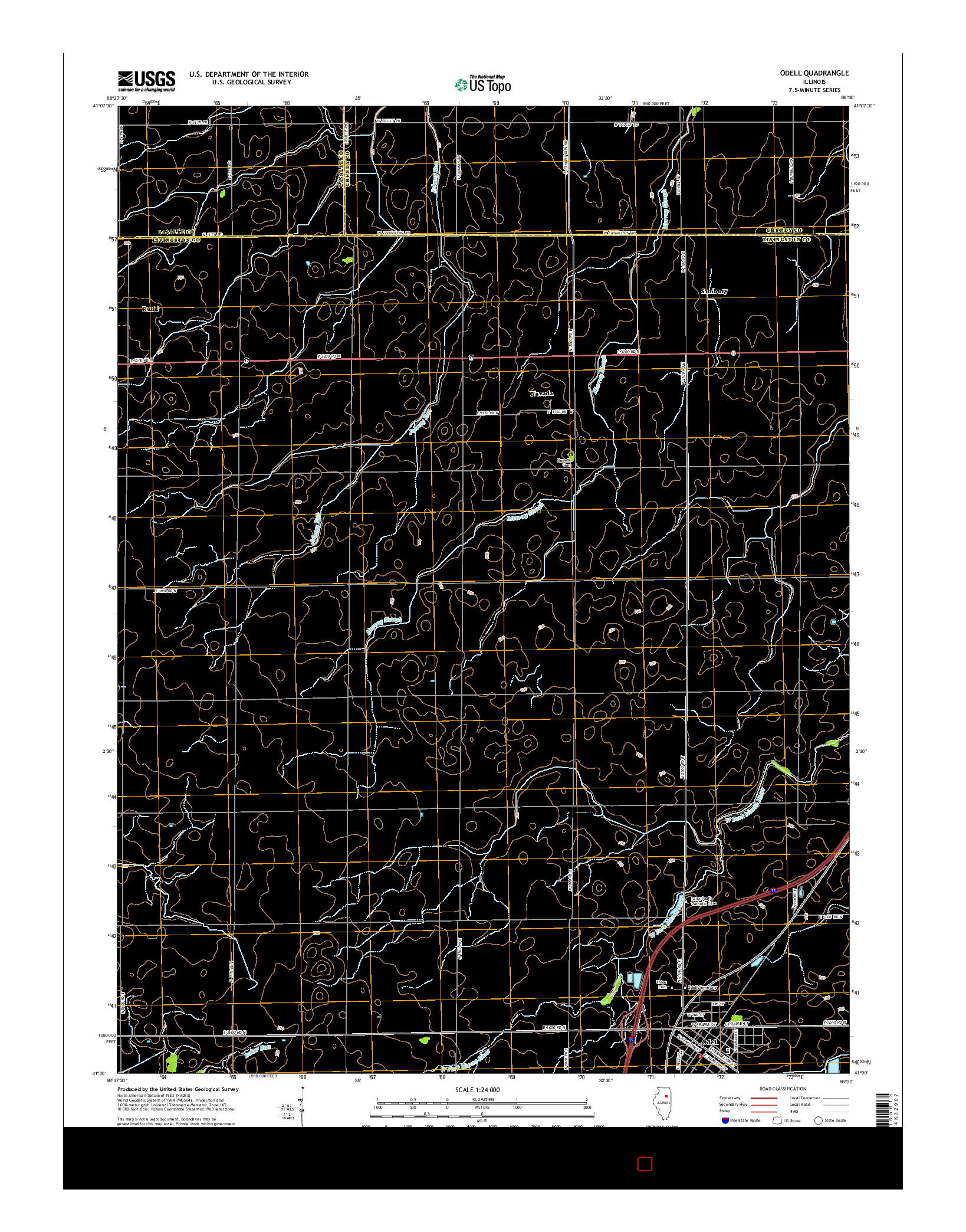 USGS US TOPO 7.5-MINUTE MAP FOR ODELL, IL 2015