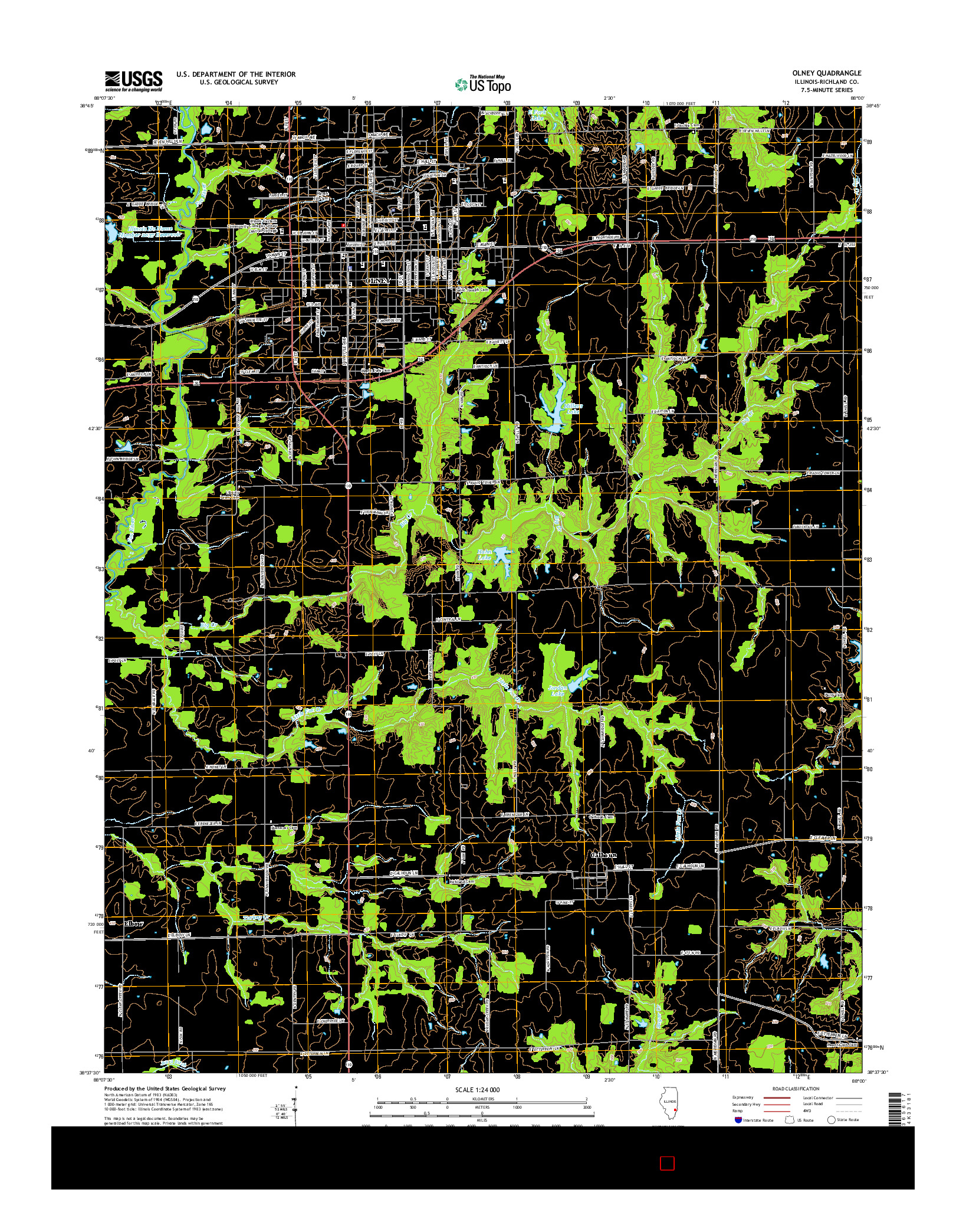 USGS US TOPO 7.5-MINUTE MAP FOR OLNEY, IL 2015