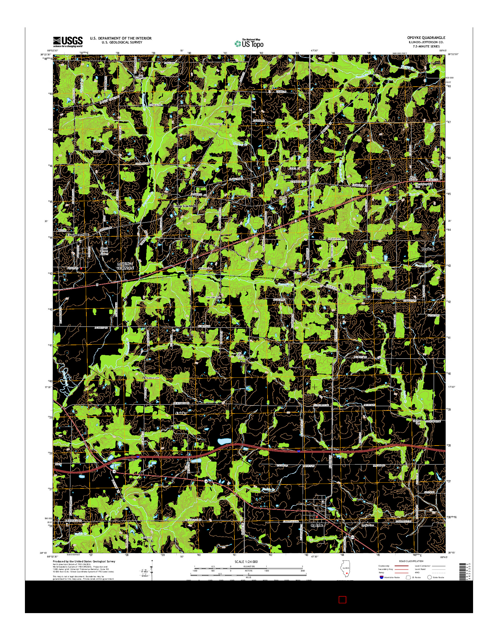 USGS US TOPO 7.5-MINUTE MAP FOR OPDYKE, IL 2015