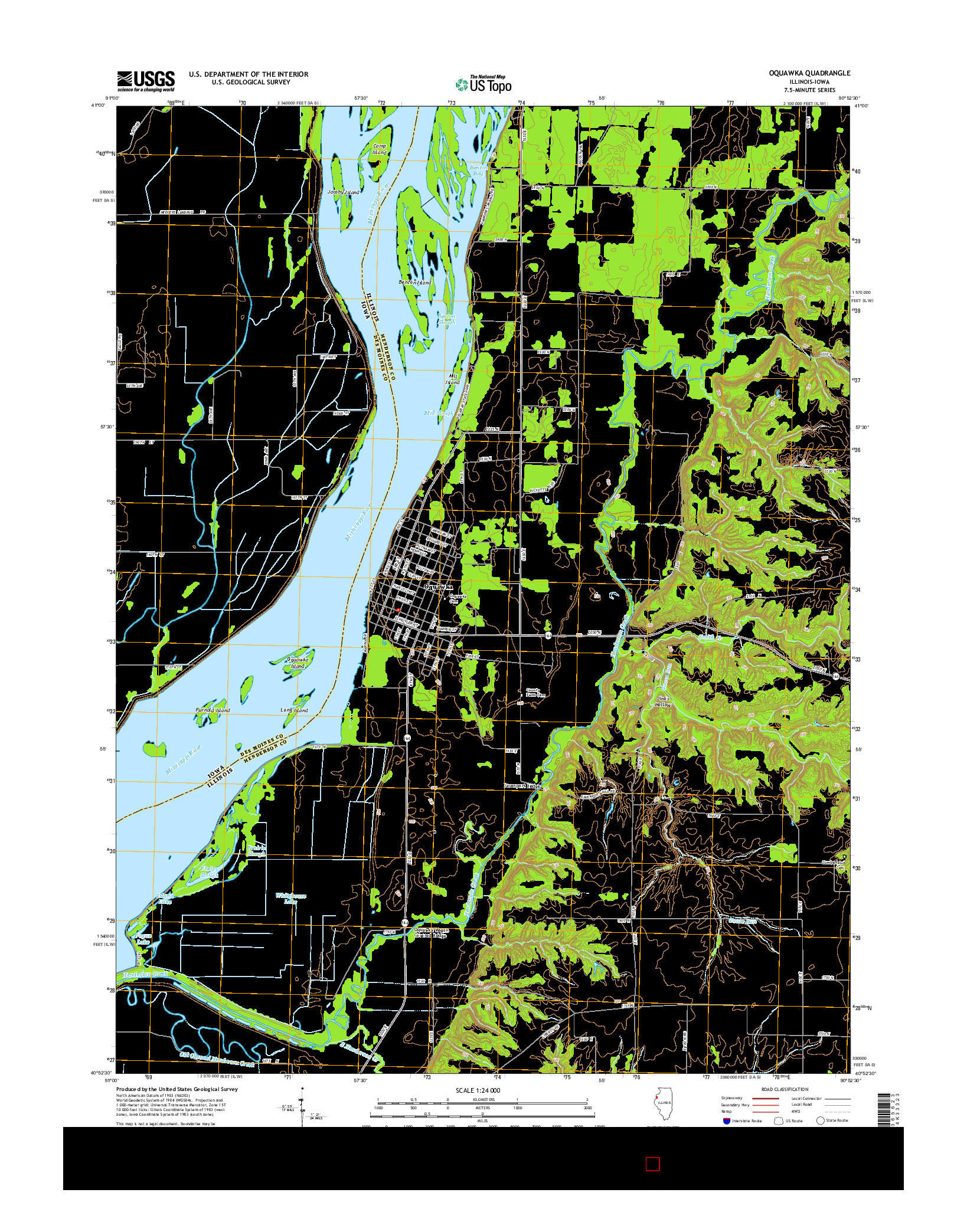 USGS US TOPO 7.5-MINUTE MAP FOR OQUAWKA, IL-IA 2015