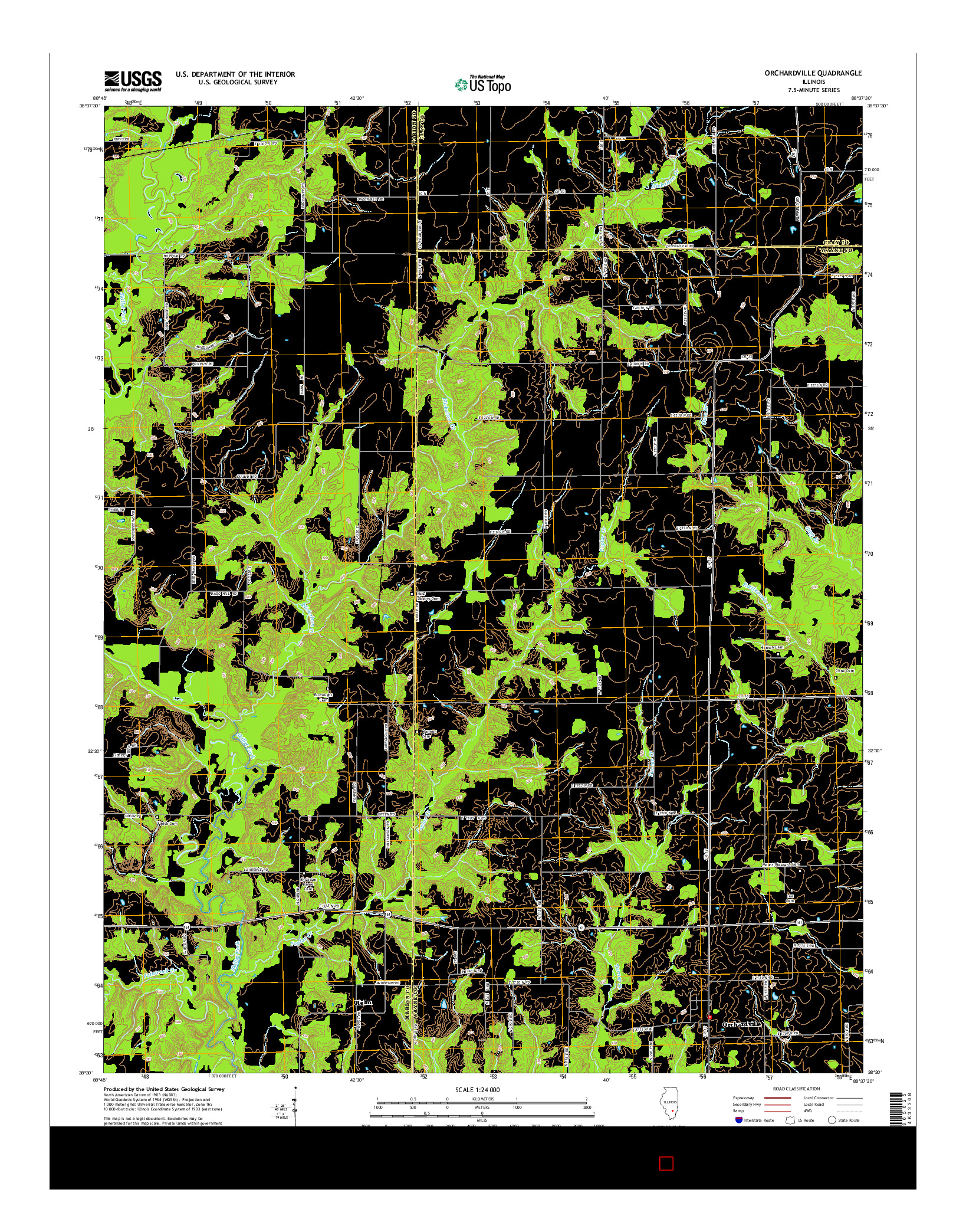 USGS US TOPO 7.5-MINUTE MAP FOR ORCHARDVILLE, IL 2015