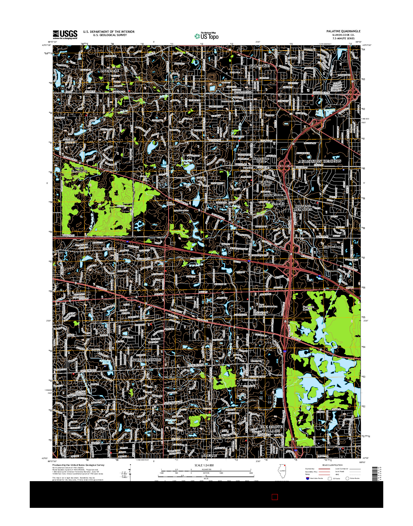 USGS US TOPO 7.5-MINUTE MAP FOR PALATINE, IL 2015