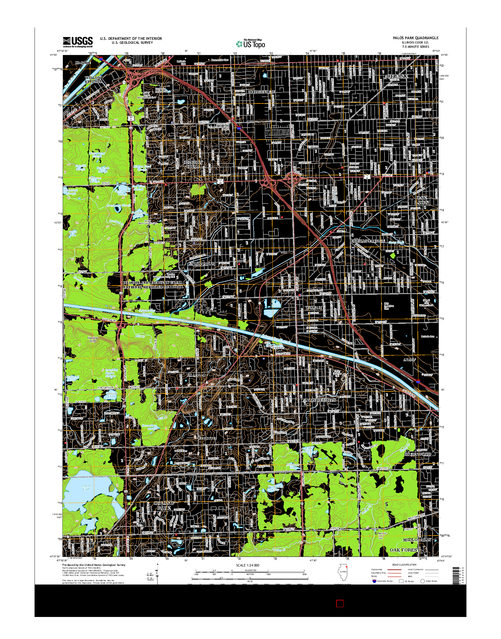 USGS US TOPO 7.5-MINUTE MAP FOR PALOS PARK, IL 2015