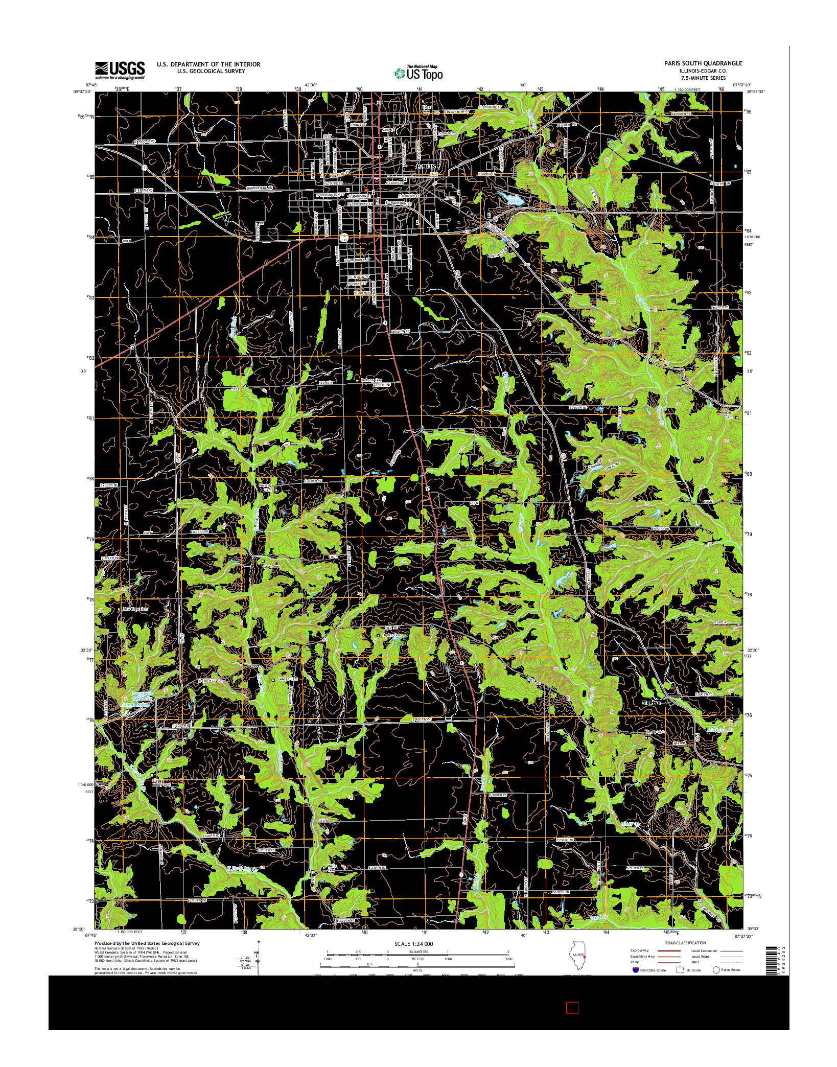 USGS US TOPO 7.5-MINUTE MAP FOR PARIS SOUTH, IL 2015