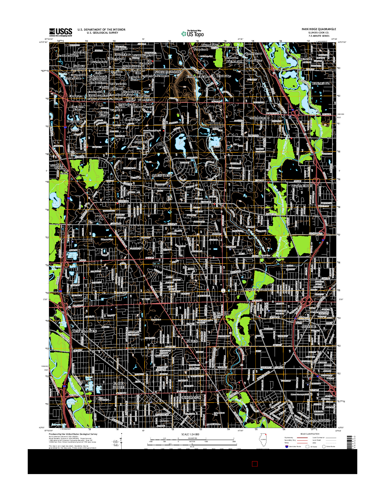 USGS US TOPO 7.5-MINUTE MAP FOR PARK RIDGE, IL 2015