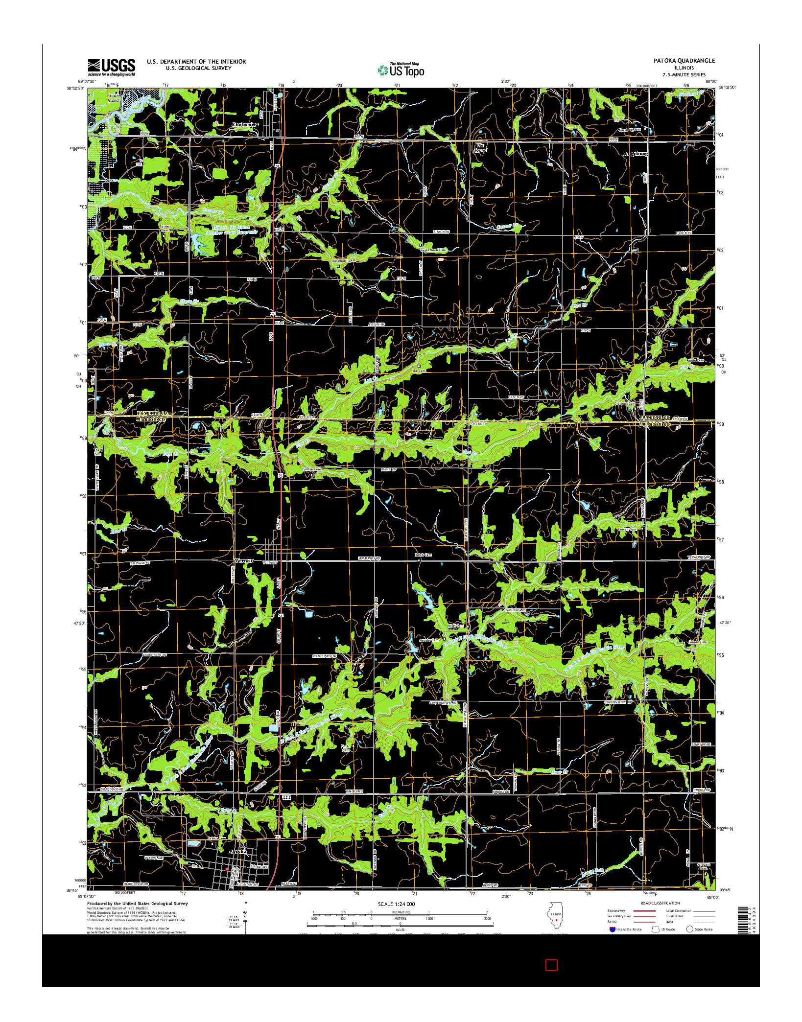 USGS US TOPO 7.5-MINUTE MAP FOR PATOKA, IL 2015