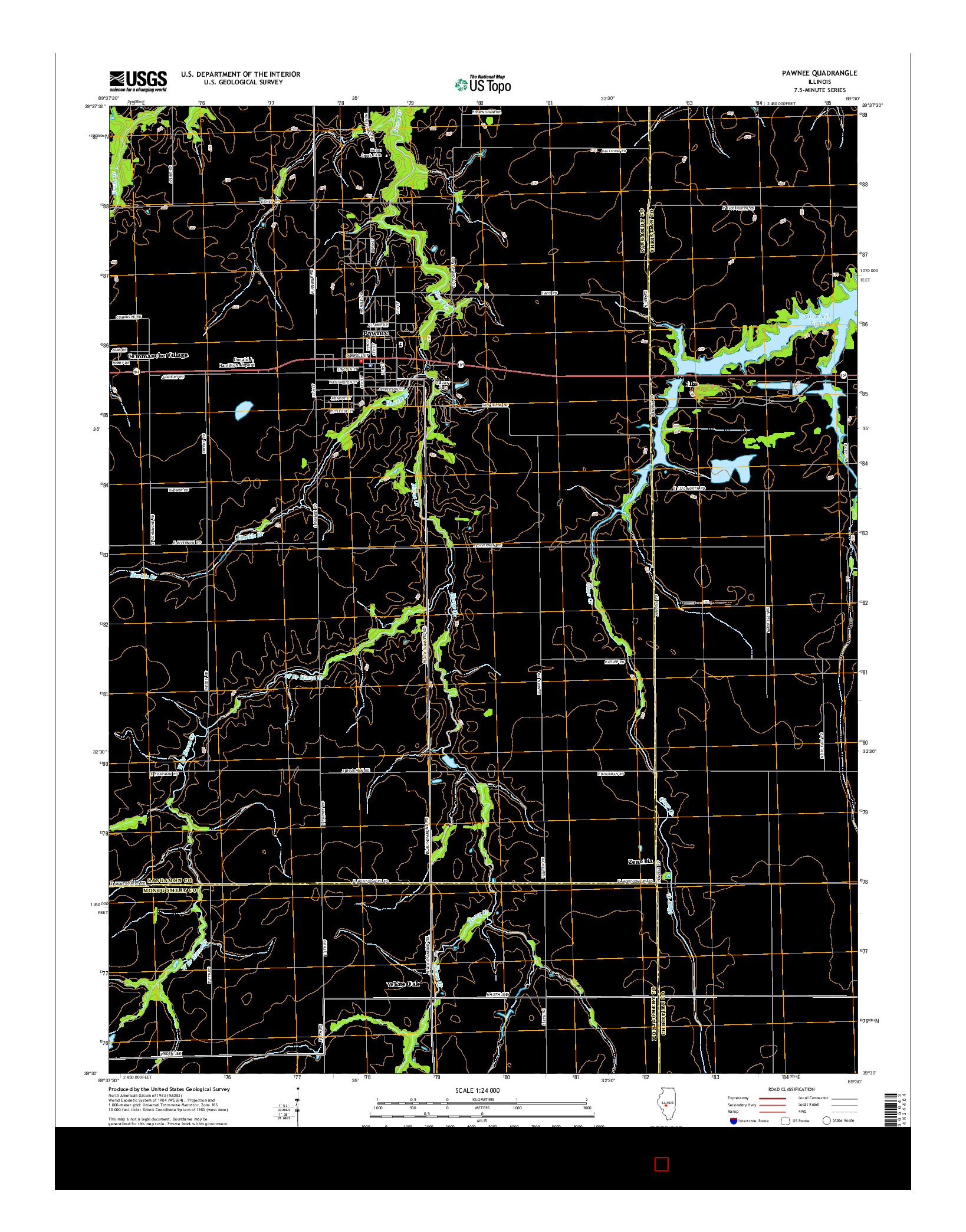 USGS US TOPO 7.5-MINUTE MAP FOR PAWNEE, IL 2015