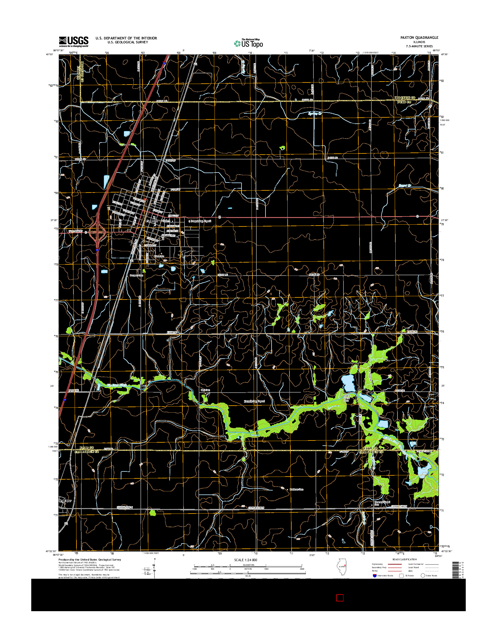 USGS US TOPO 7.5-MINUTE MAP FOR PAXTON, IL 2015
