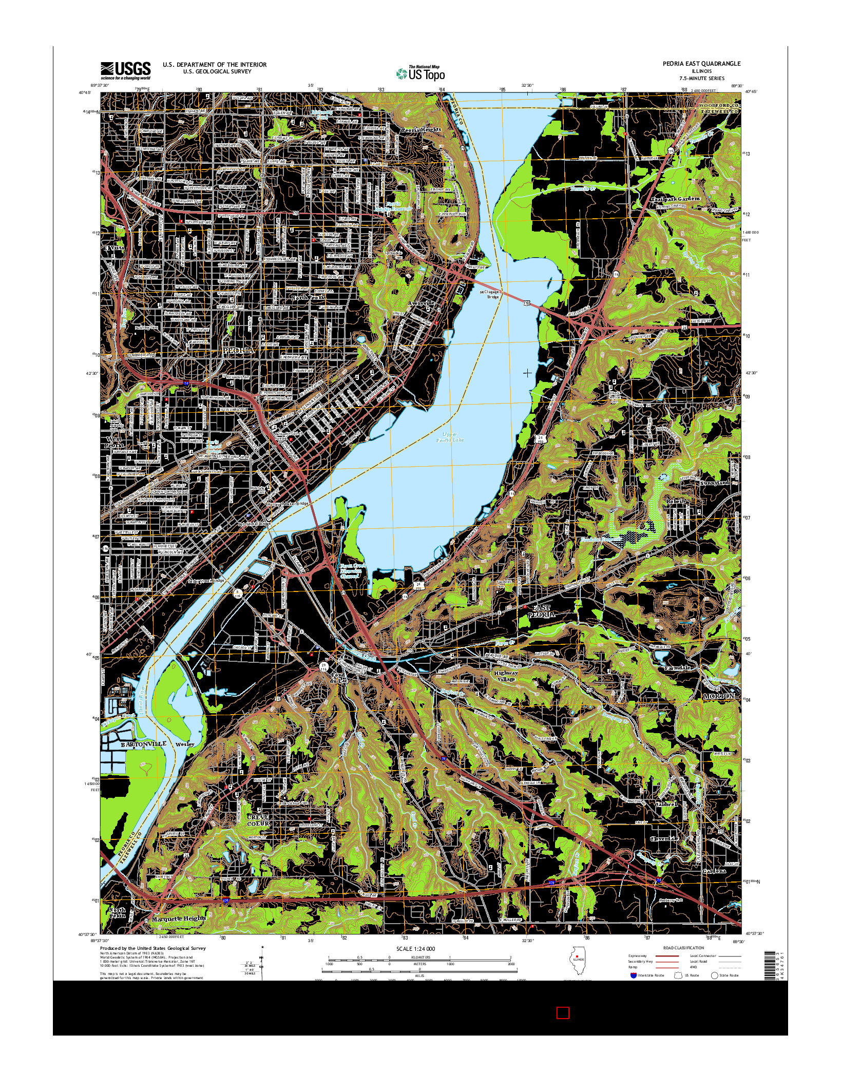 USGS US TOPO 7.5-MINUTE MAP FOR PEORIA EAST, IL 2015