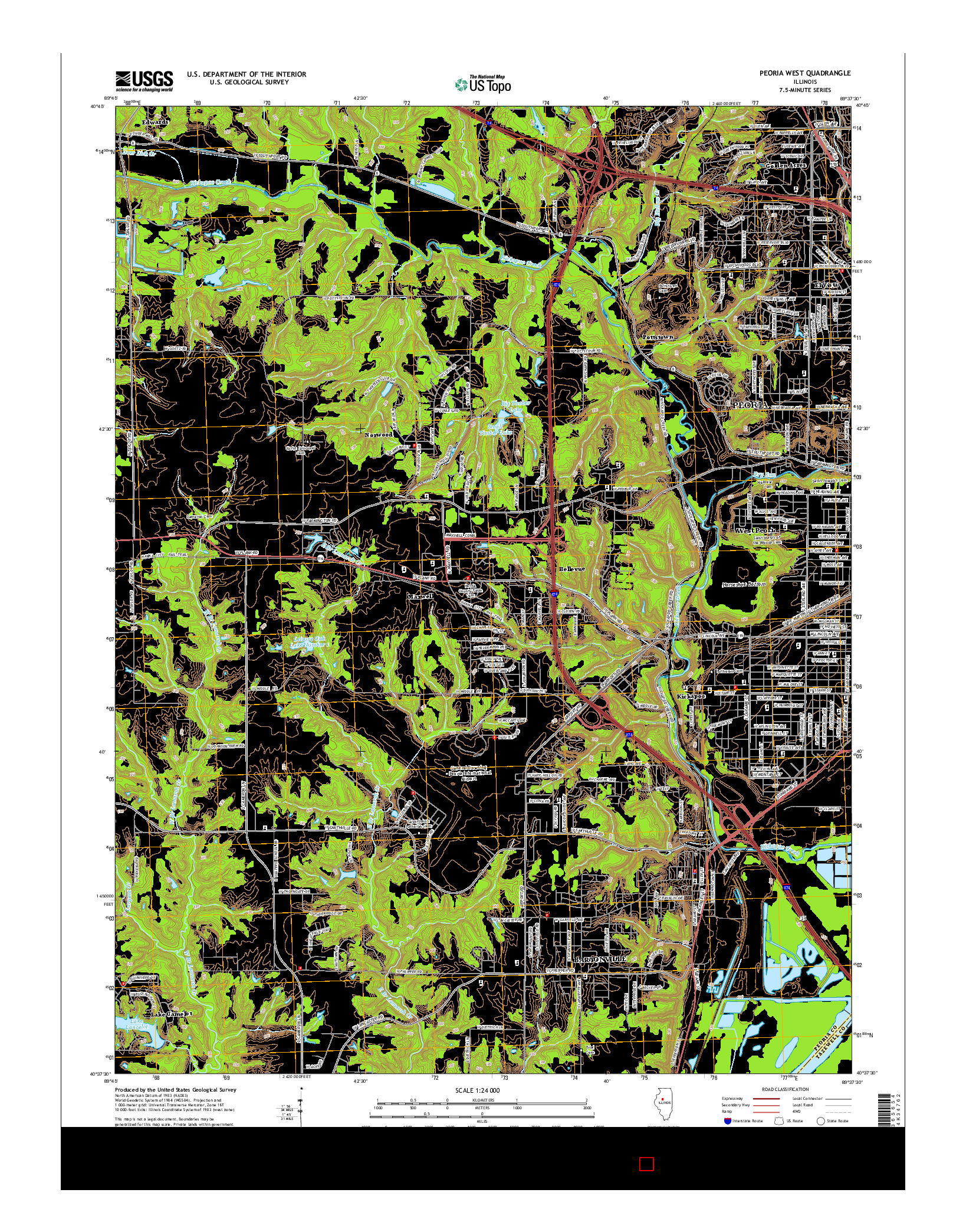 USGS US TOPO 7.5-MINUTE MAP FOR PEORIA WEST, IL 2015