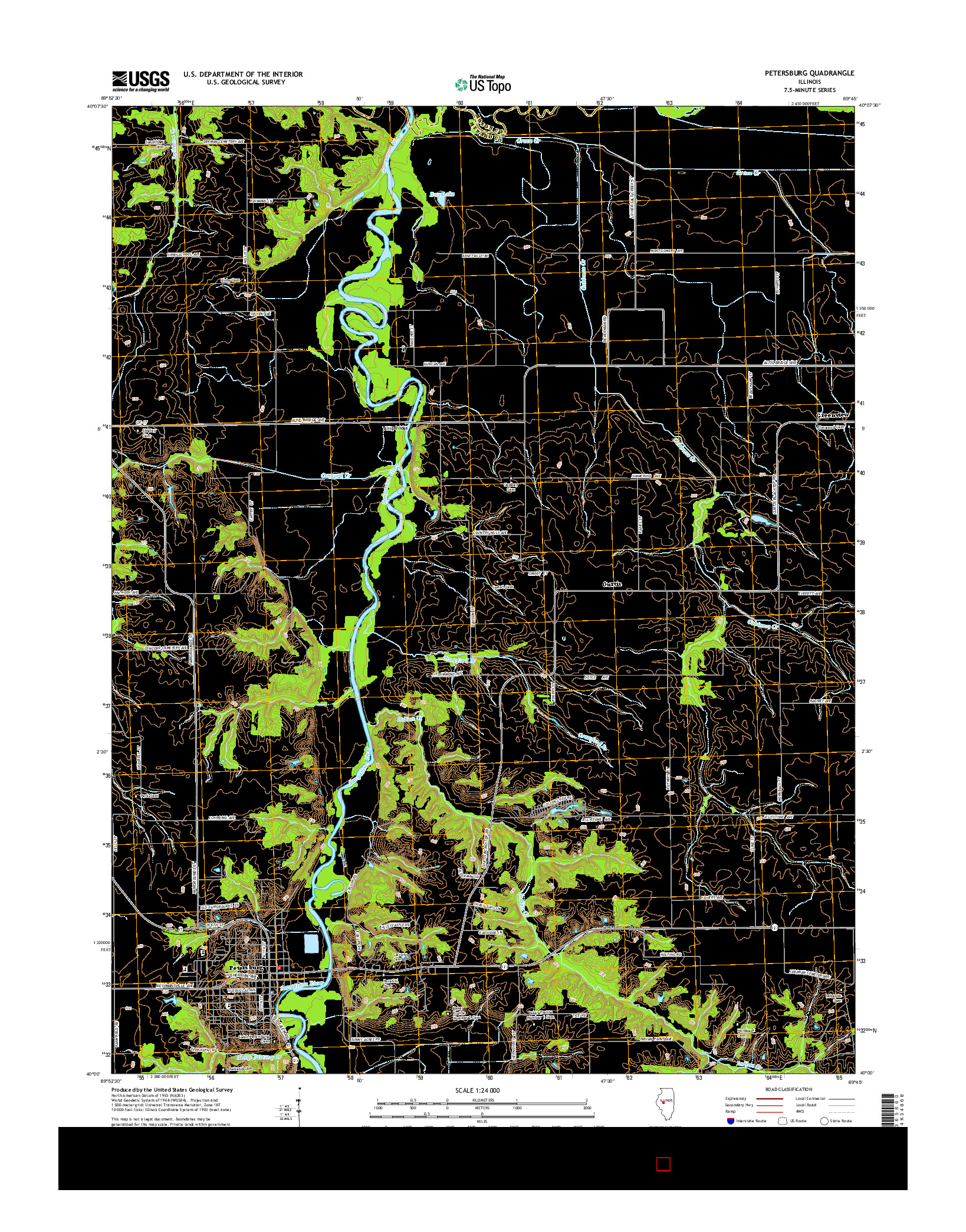 USGS US TOPO 7.5-MINUTE MAP FOR PETERSBURG, IL 2015