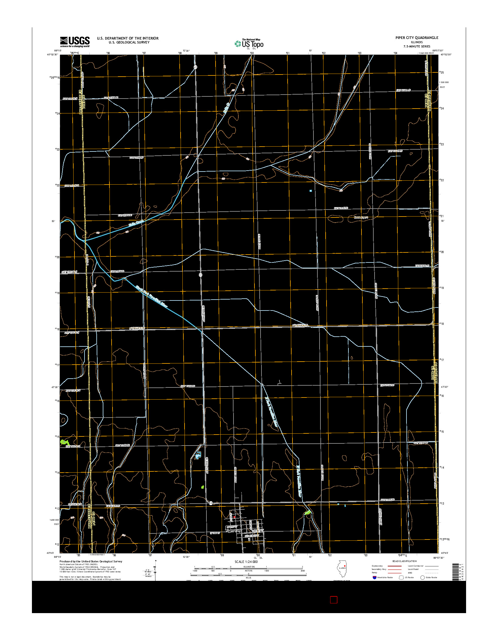 USGS US TOPO 7.5-MINUTE MAP FOR PIPER CITY, IL 2015