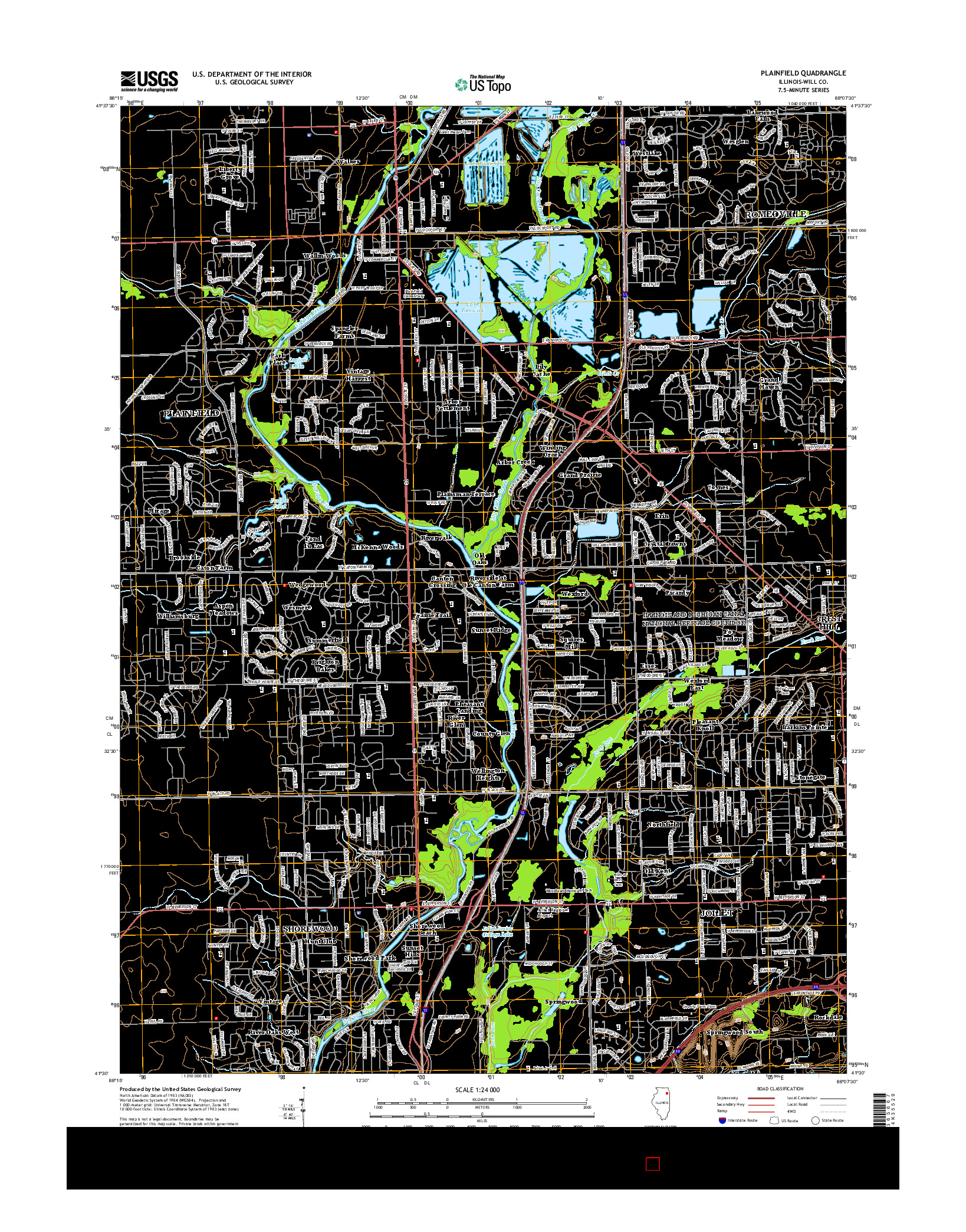 USGS US TOPO 7.5-MINUTE MAP FOR PLAINFIELD, IL 2015