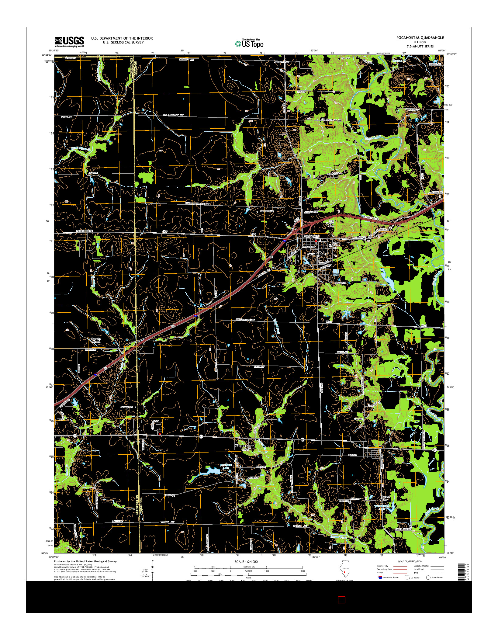 USGS US TOPO 7.5-MINUTE MAP FOR POCAHONTAS, IL 2015