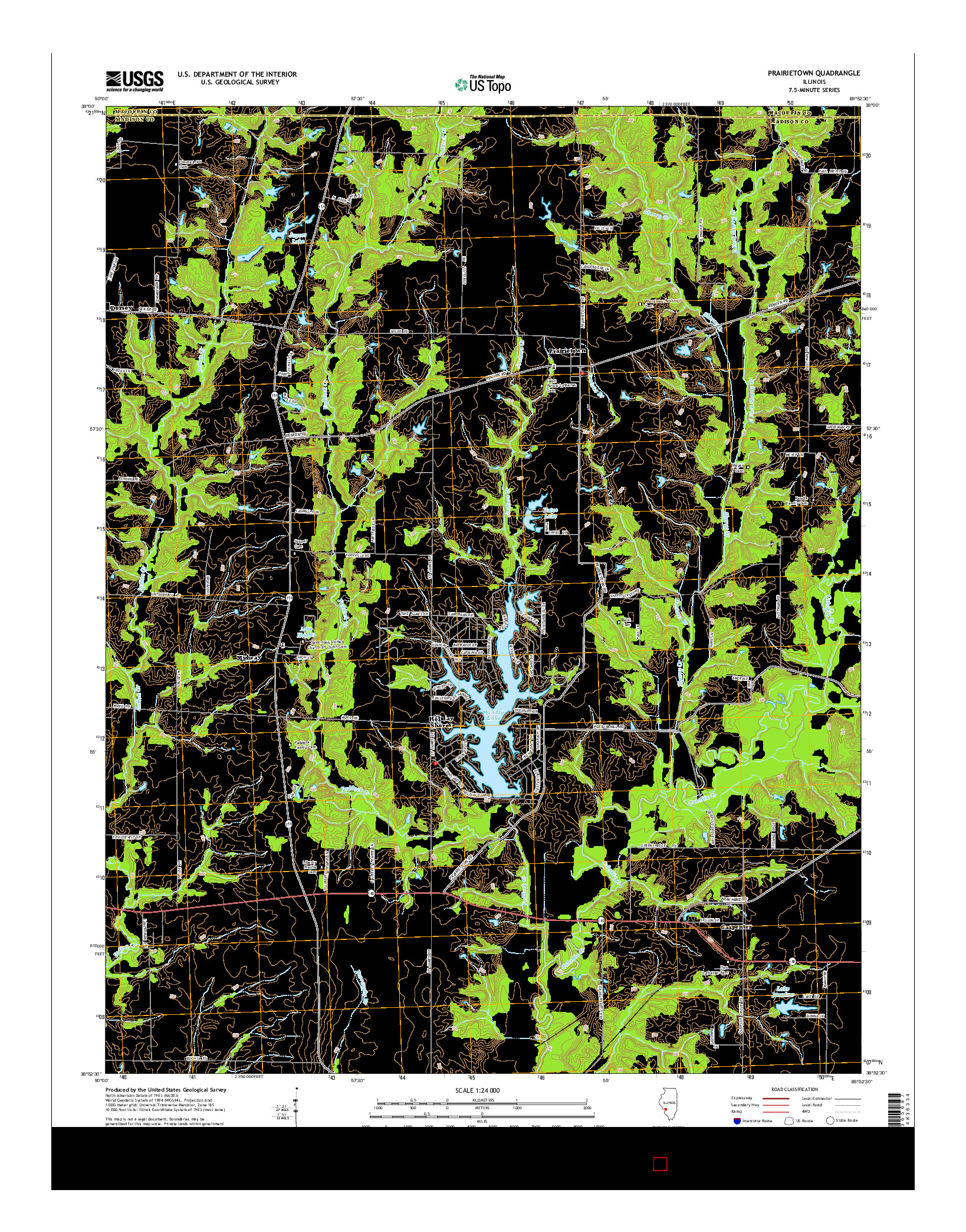 USGS US TOPO 7.5-MINUTE MAP FOR PRAIRIETOWN, IL 2015