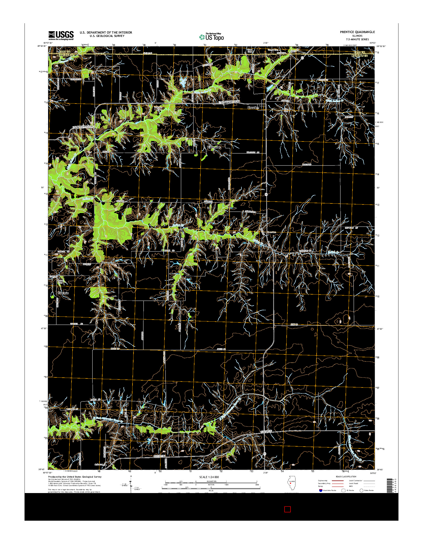 USGS US TOPO 7.5-MINUTE MAP FOR PRENTICE, IL 2015