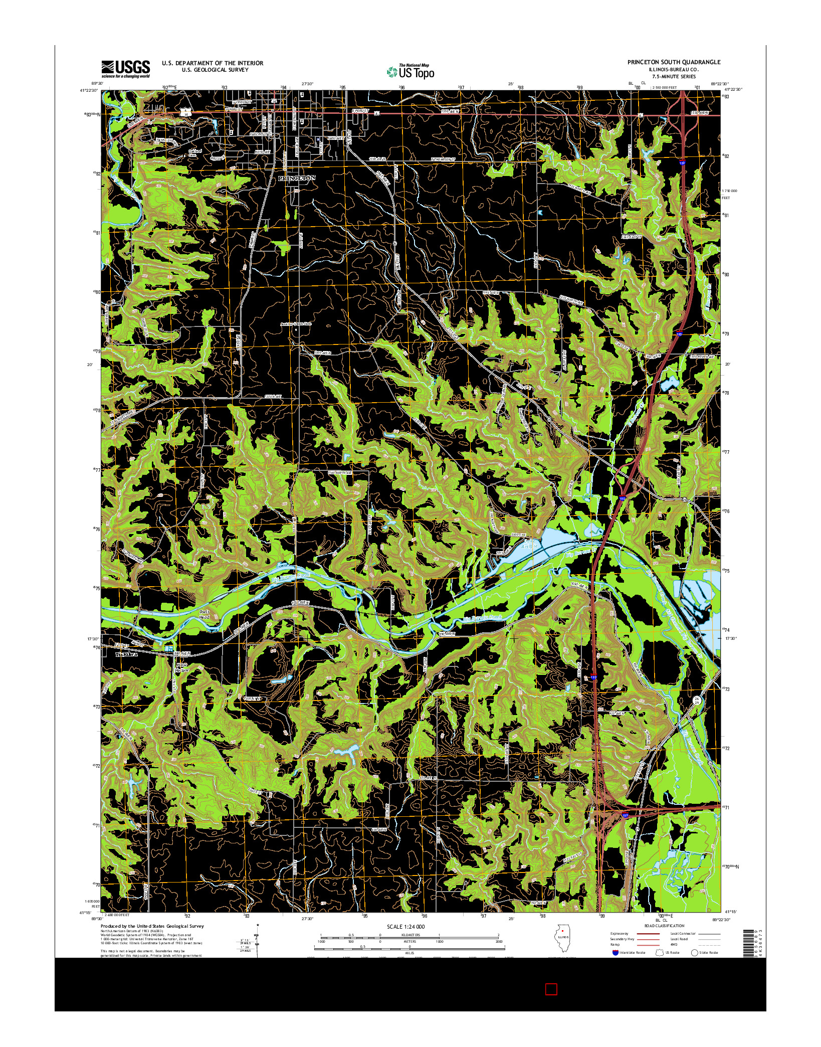 USGS US TOPO 7.5-MINUTE MAP FOR PRINCETON SOUTH, IL 2015