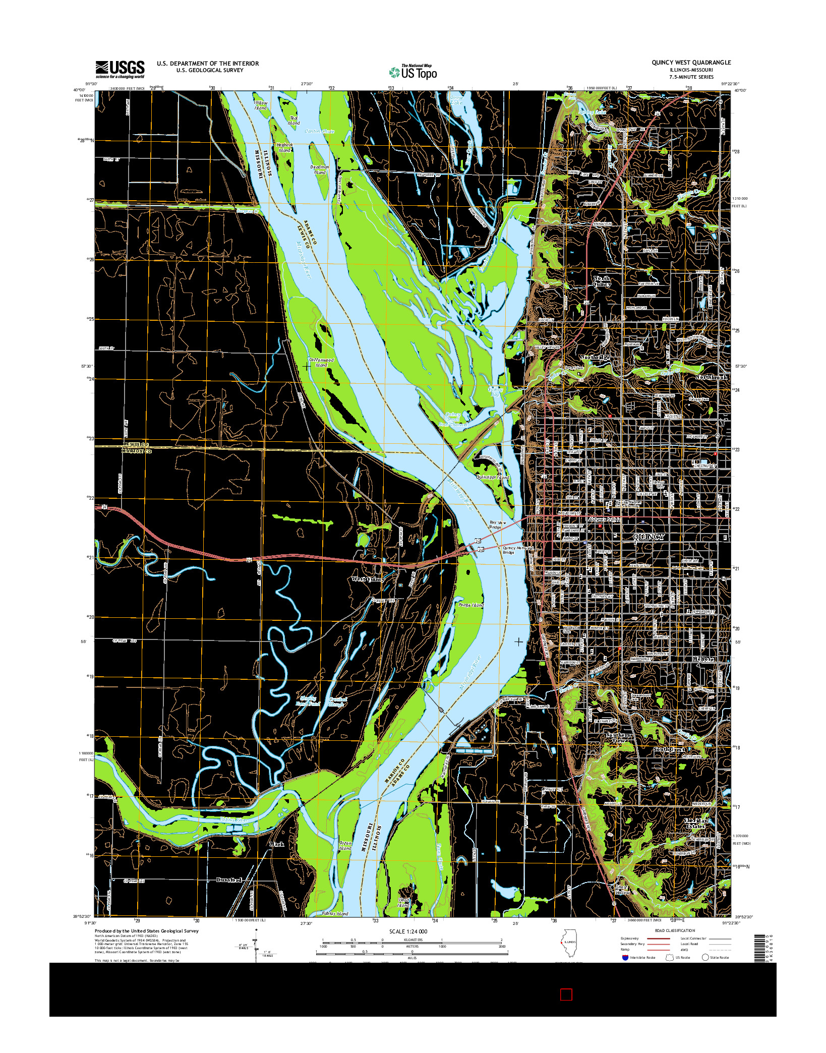 USGS US TOPO 7.5-MINUTE MAP FOR QUINCY WEST, IL-MO 2015