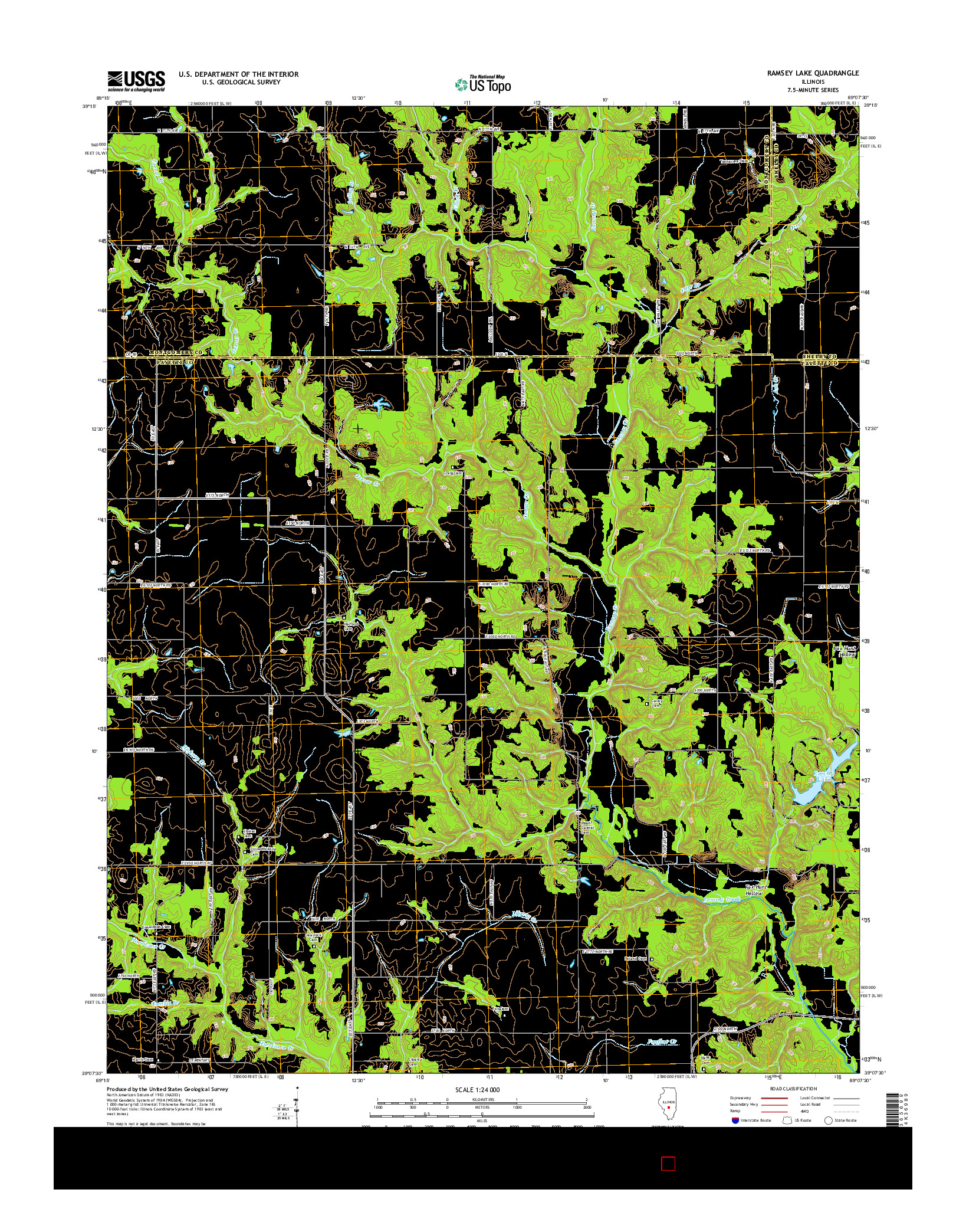 USGS US TOPO 7.5-MINUTE MAP FOR RAMSEY LAKE, IL 2015