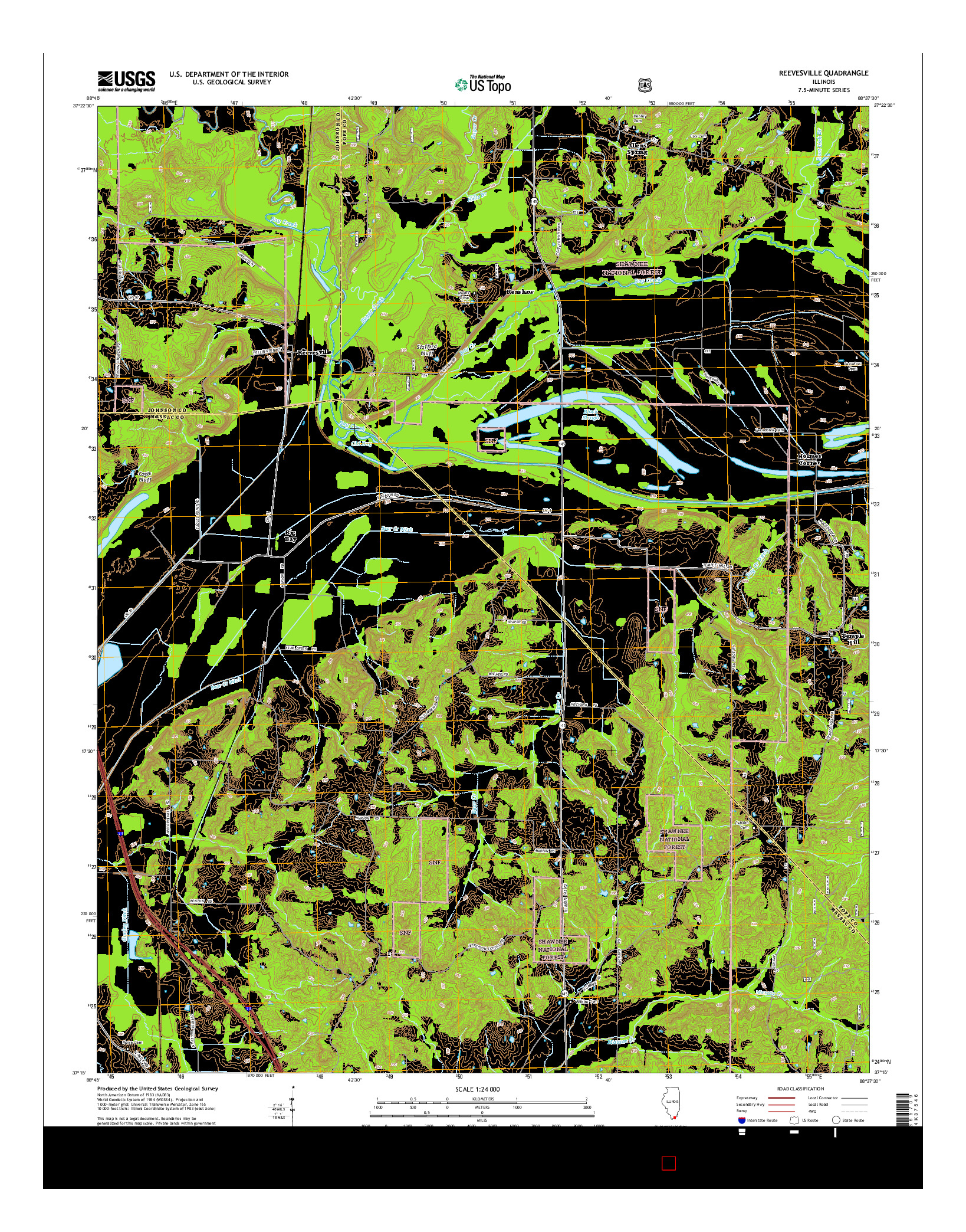 USGS US TOPO 7.5-MINUTE MAP FOR REEVESVILLE, IL 2015