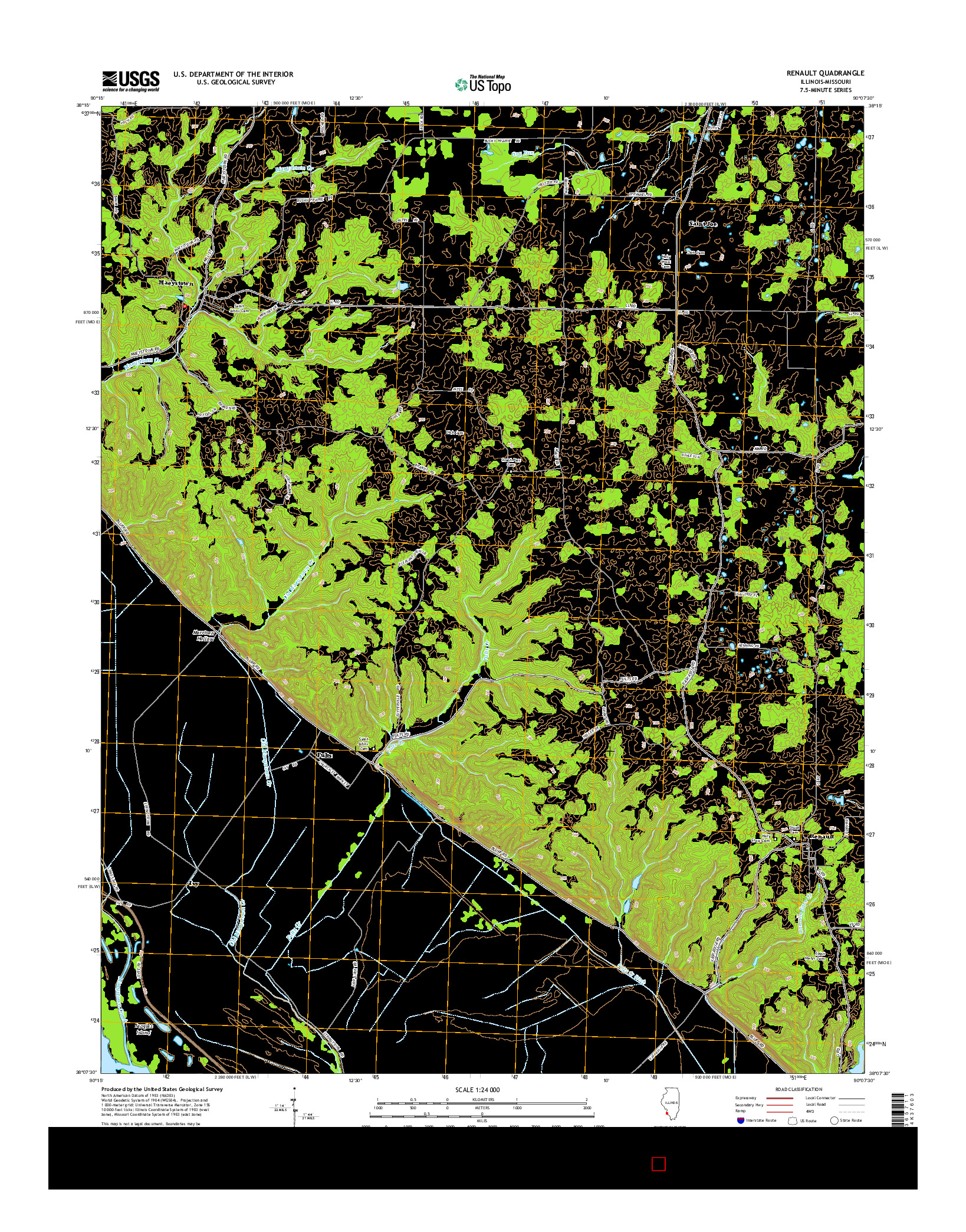 USGS US TOPO 7.5-MINUTE MAP FOR RENAULT, IL-MO 2015