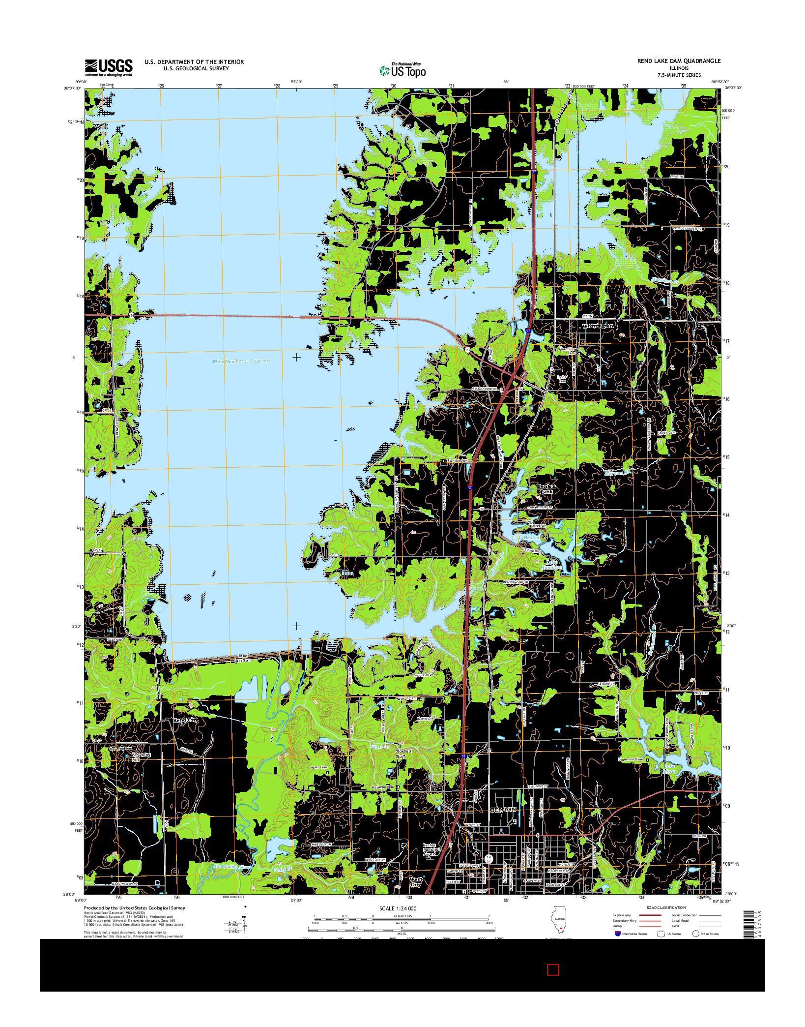 USGS US TOPO 7.5-MINUTE MAP FOR REND LAKE DAM, IL 2015