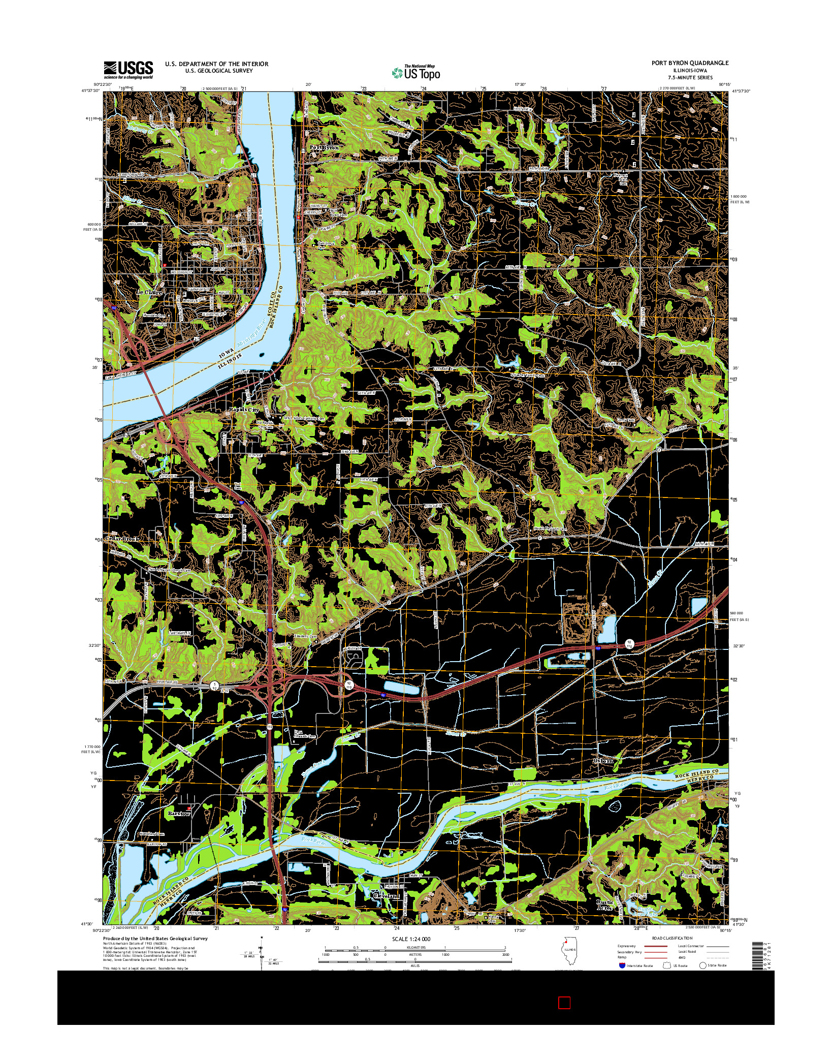USGS US TOPO 7.5-MINUTE MAP FOR PORT BYRON, IL-IA 2015