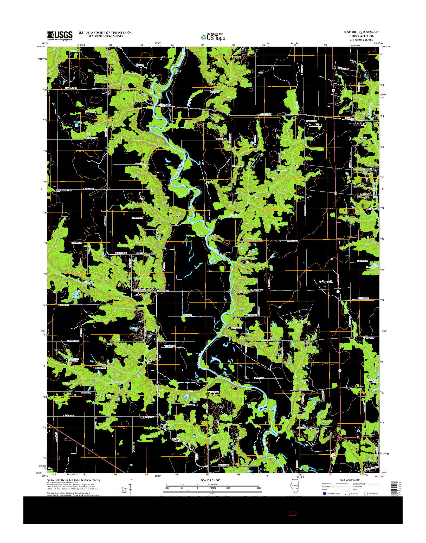 USGS US TOPO 7.5-MINUTE MAP FOR ROSE HILL, IL 2015
