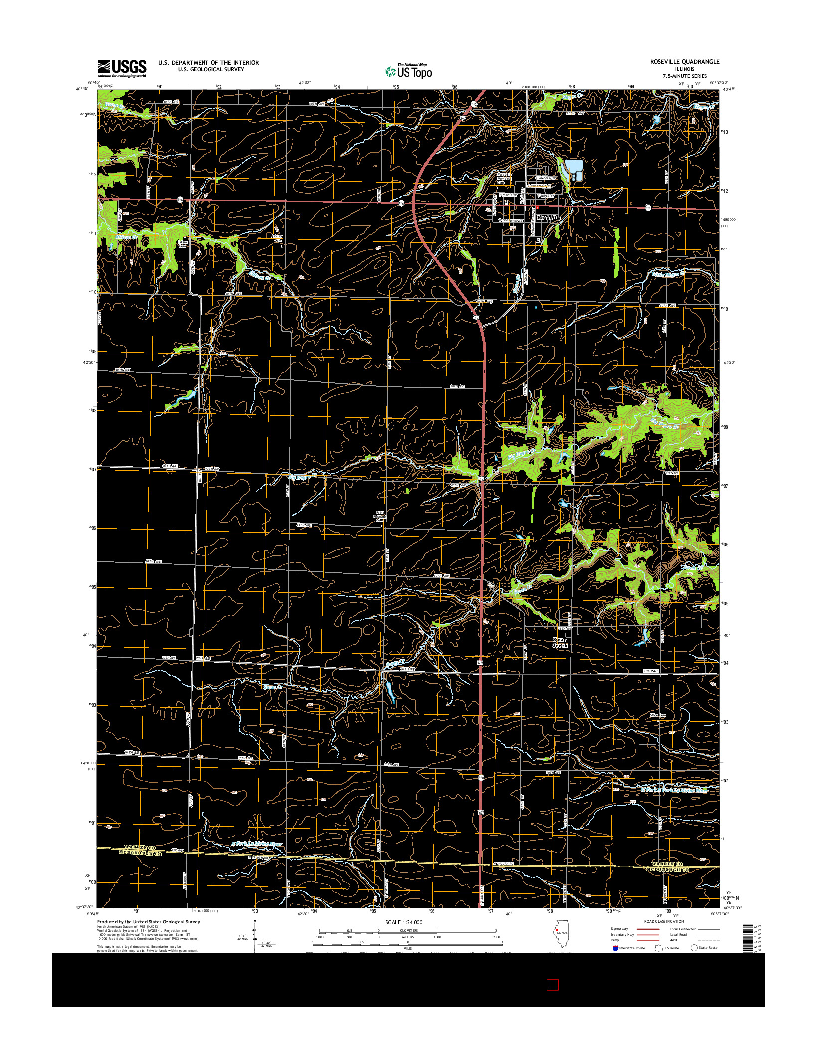 USGS US TOPO 7.5-MINUTE MAP FOR ROSEVILLE, IL 2015