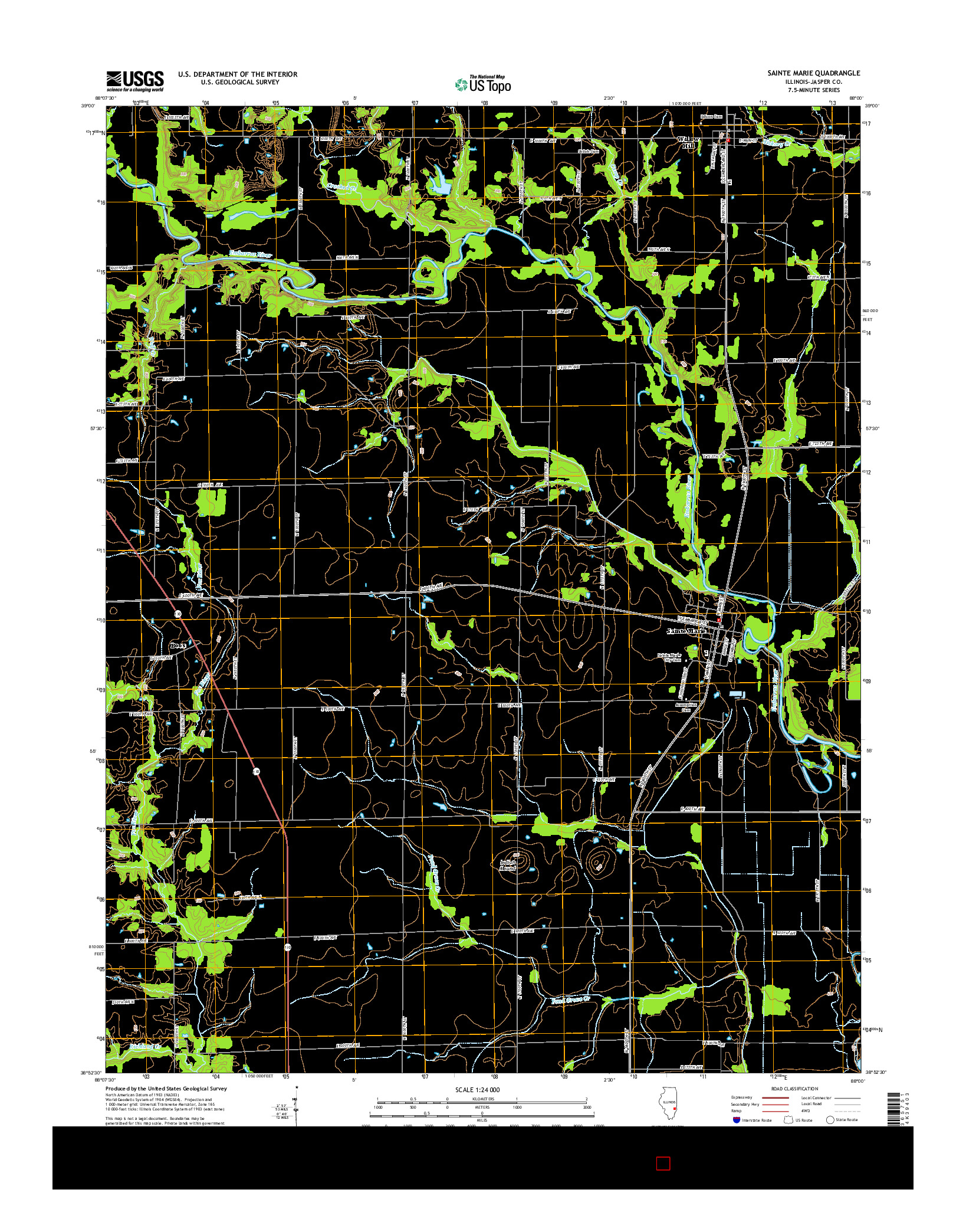 USGS US TOPO 7.5-MINUTE MAP FOR SAINTE MARIE, IL 2015